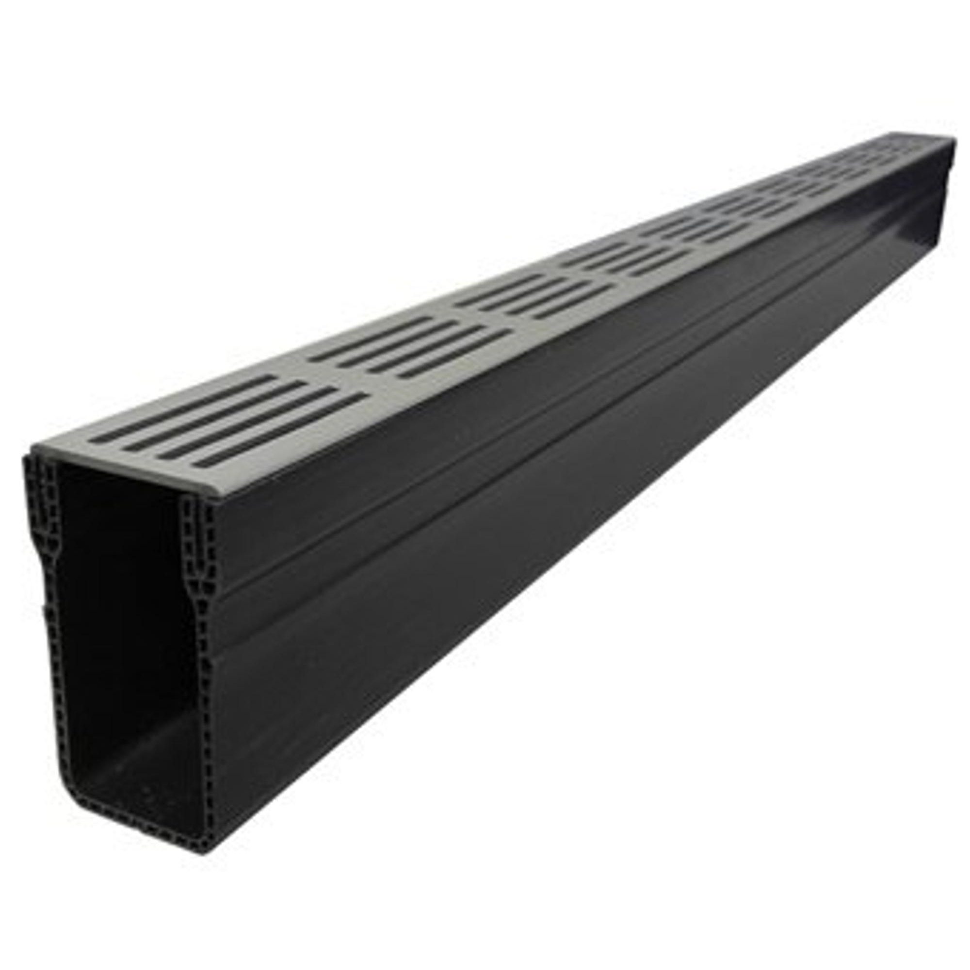 Aco Slimline sleufgoot inclusief designrooster 100cm voor tuinafwatering aluminium zwart 19000