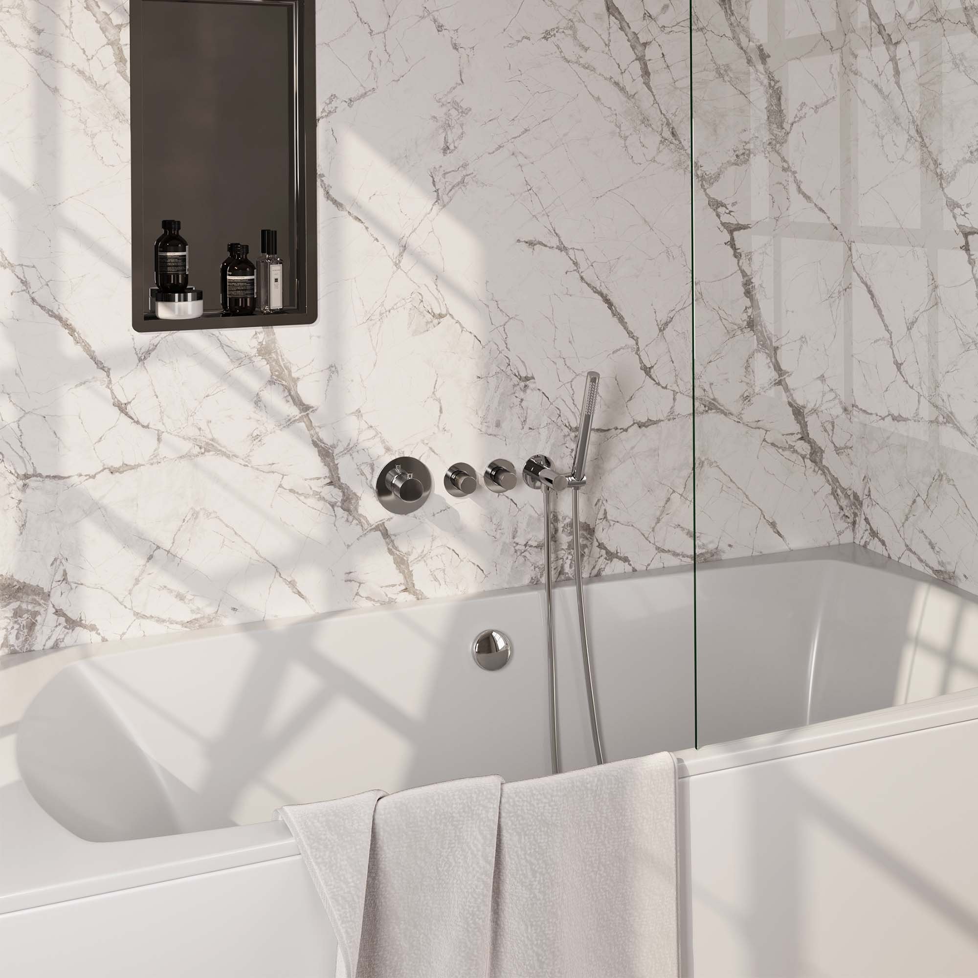 Brauer Chrome Carving Inbouw Badkraan - Zonder Uitloop - Staafmodel Handdouche - 5-CE-095 - Afbeelding 2