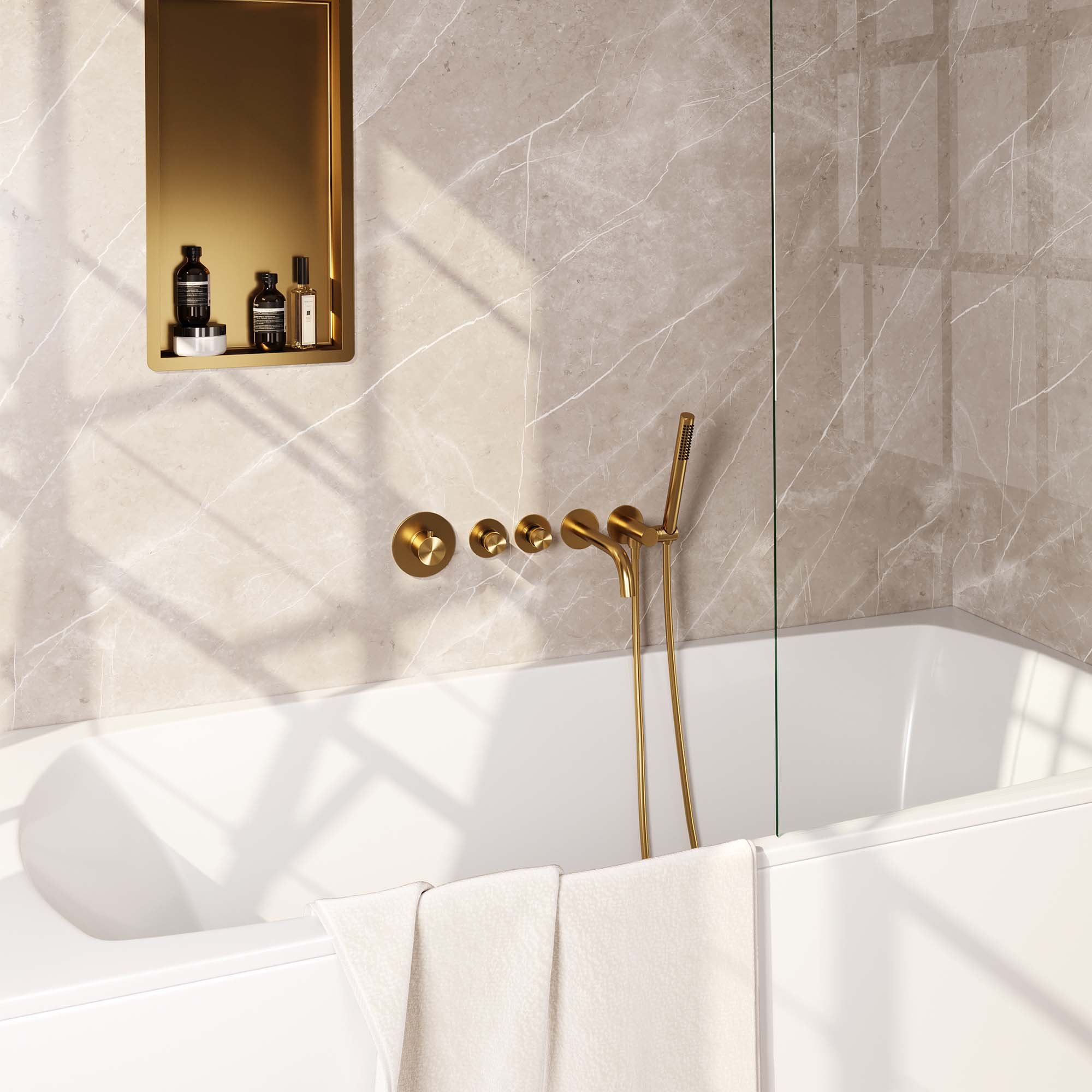 Brauer Gold Edition Inbouw Badkraan - Met Uitloop - Staafmodel Handdouche - 5-GG-022 - Afbeelding 2