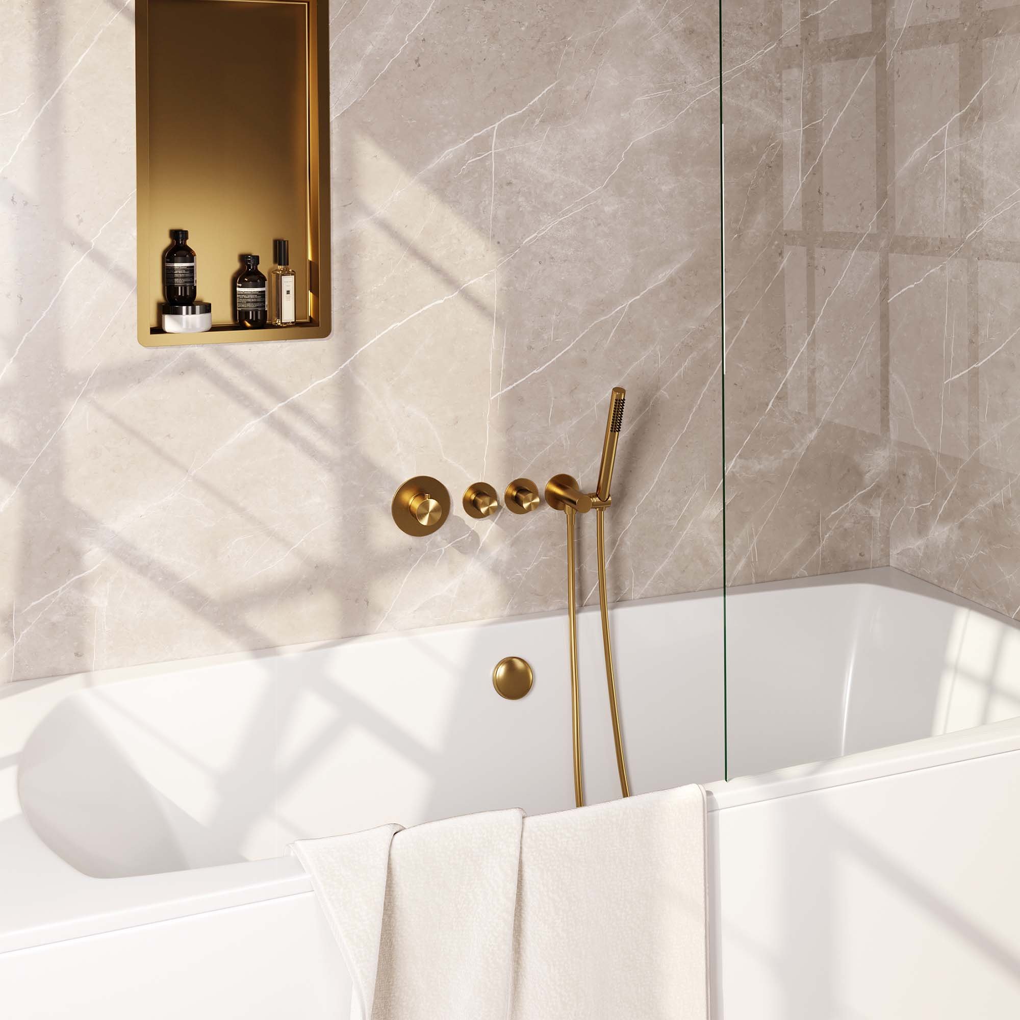 Brauer Gold Carving Inbouw Badkraan - Zonder Uitloop - Staafmodel Handdouche - 5-GG-095 - Afbeelding 2
