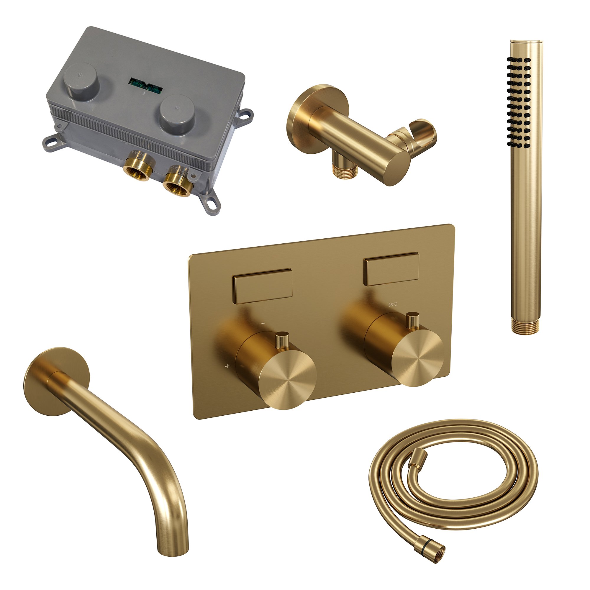 Brauer Gold Edition Inbouw Badkraan - Met Uitloop - Staafmodel Handdouche - 5-GG-210 - Afbeelding 2