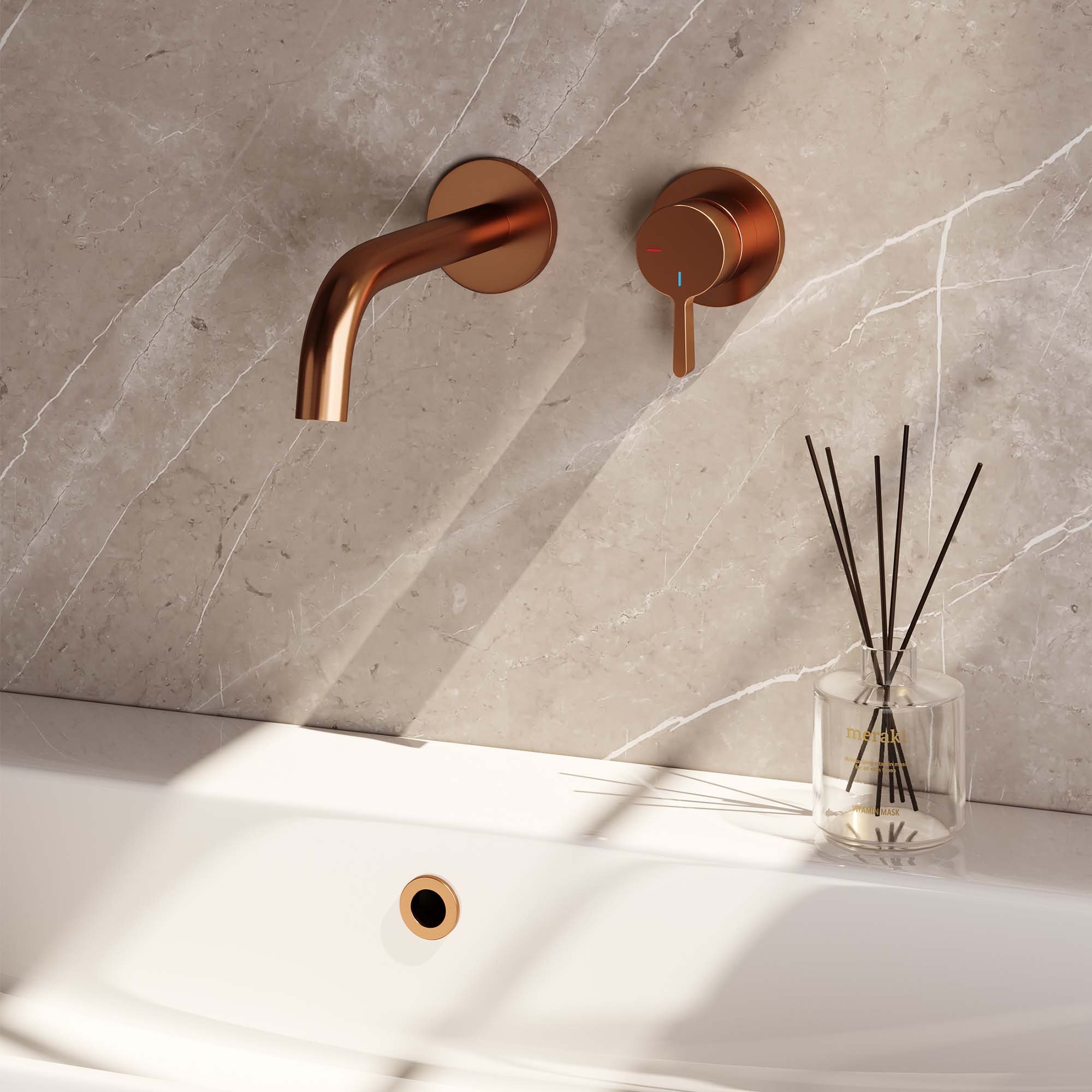 Brauer Copper Edition Inbouw Wastafelkraan - Bedieningshendel Rechts - Met Coldstart - 5-GK-004-B1-65 - Afbeelding 2