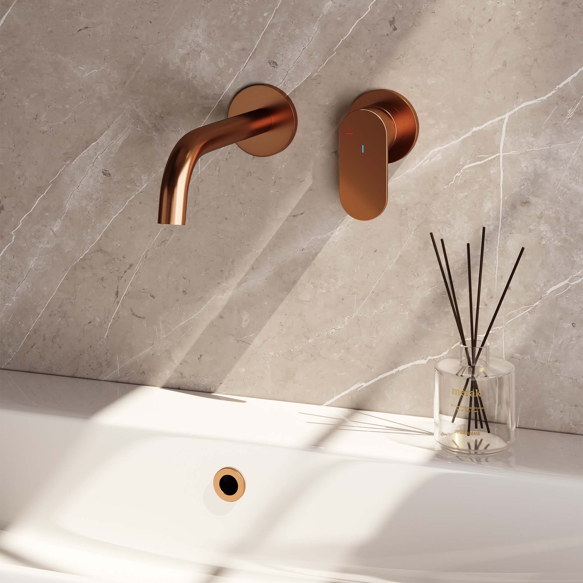 Brauer Copper Edition Inbouw Wastafelkraan - Bedieningshendel Rechts - Met Coldstart - 5-GK-004-B3-65 - Afbeelding 2