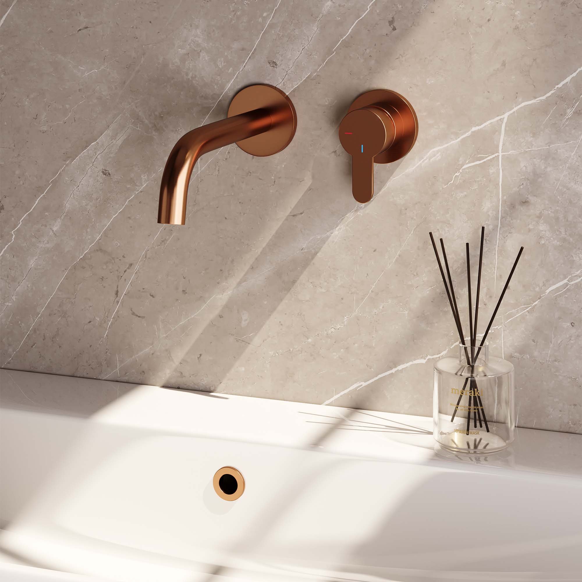 Brauer Copper Edition Inbouw Wastafelkraan - Bedieningshendel Rechts - Met Coldstart - 5-GK-004-B4-65 - Afbeelding 2