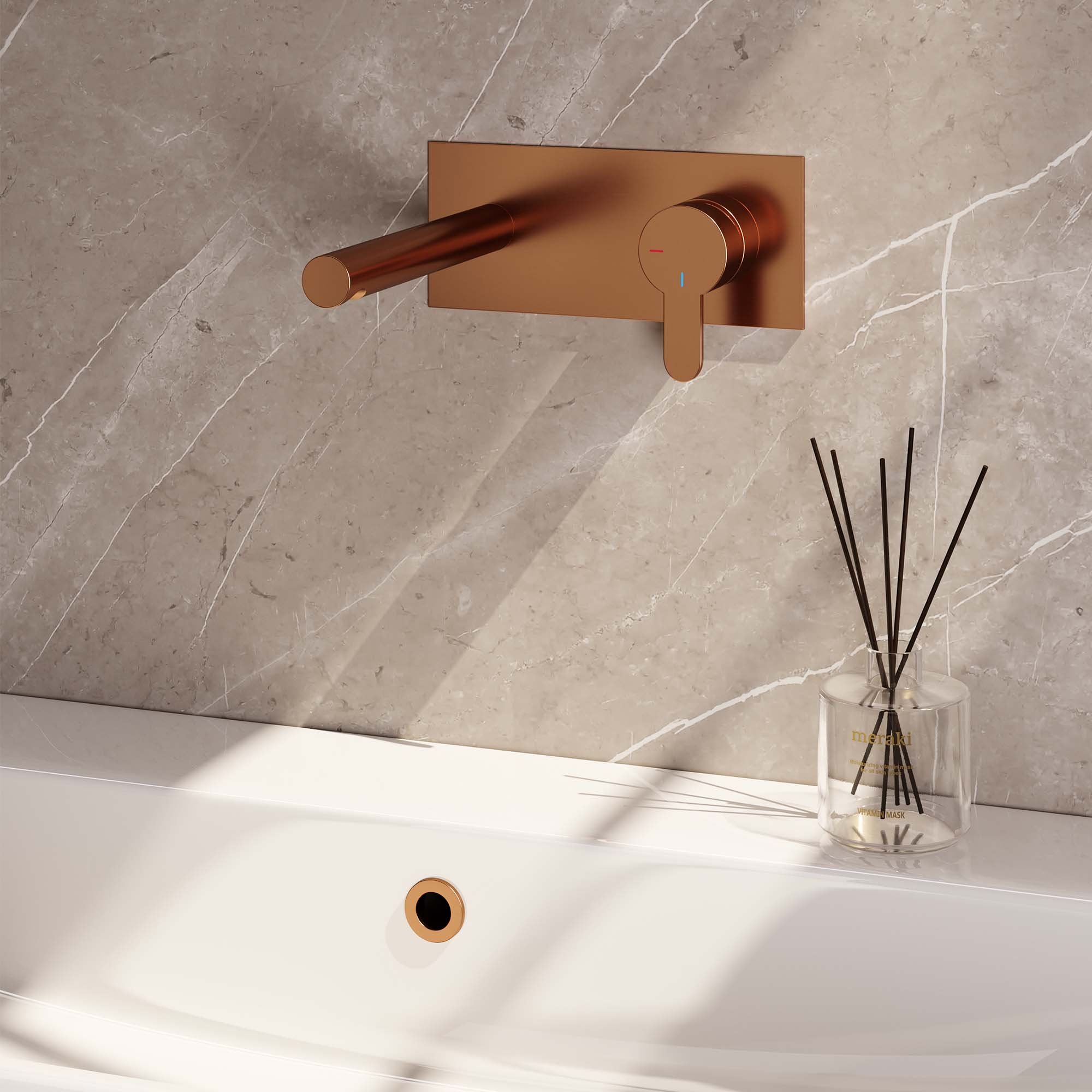 Brauer Copper Edition Inbouw Wastafelkraan - Bedieningshendel Rechts - Met Coldstart - 5-GK-004-S4 - Afbeelding 2