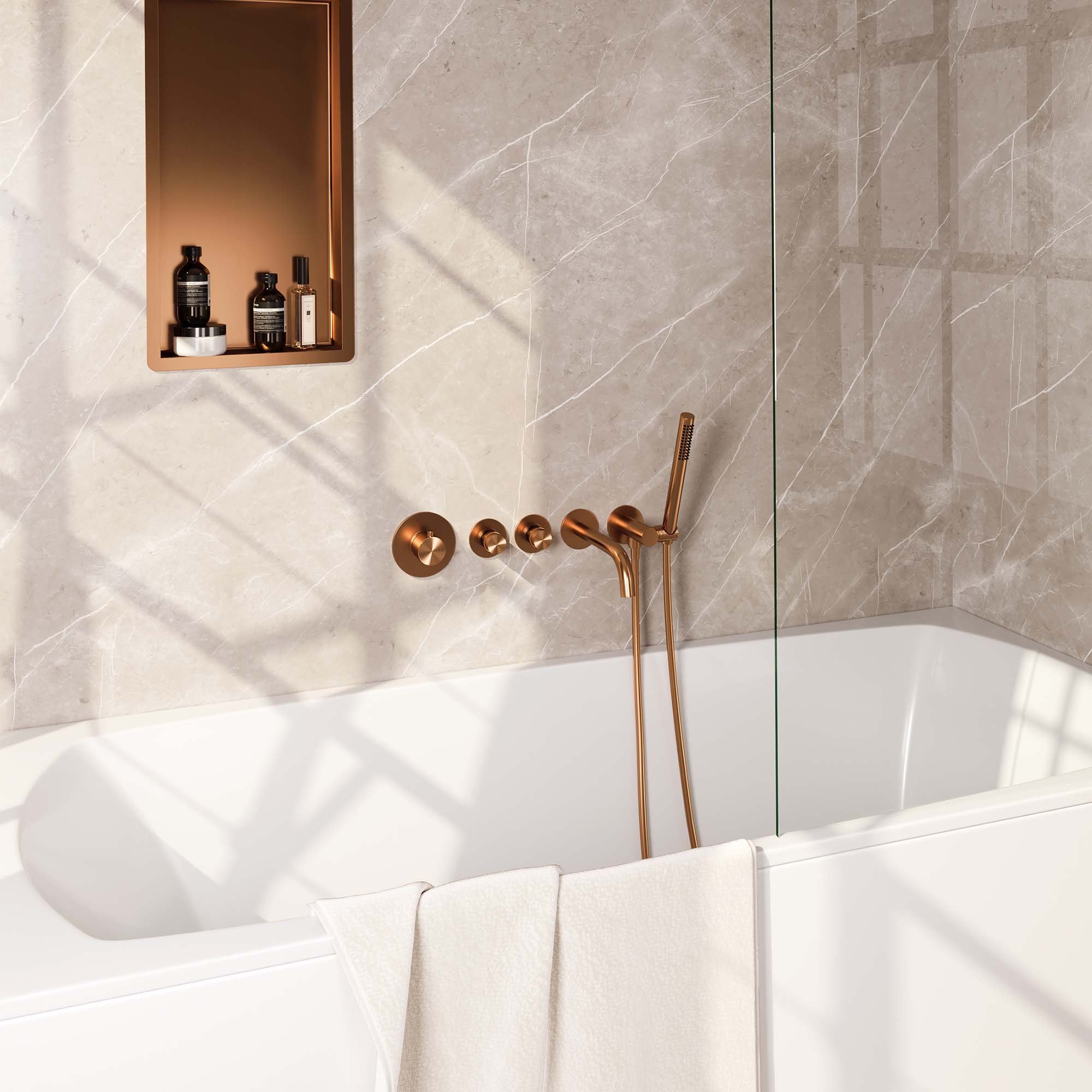 Brauer Copper Edition Inbouw Badkraan - Met Uitloop - Staafmodel Handdouche - 5-GK-022 - Afbeelding 2