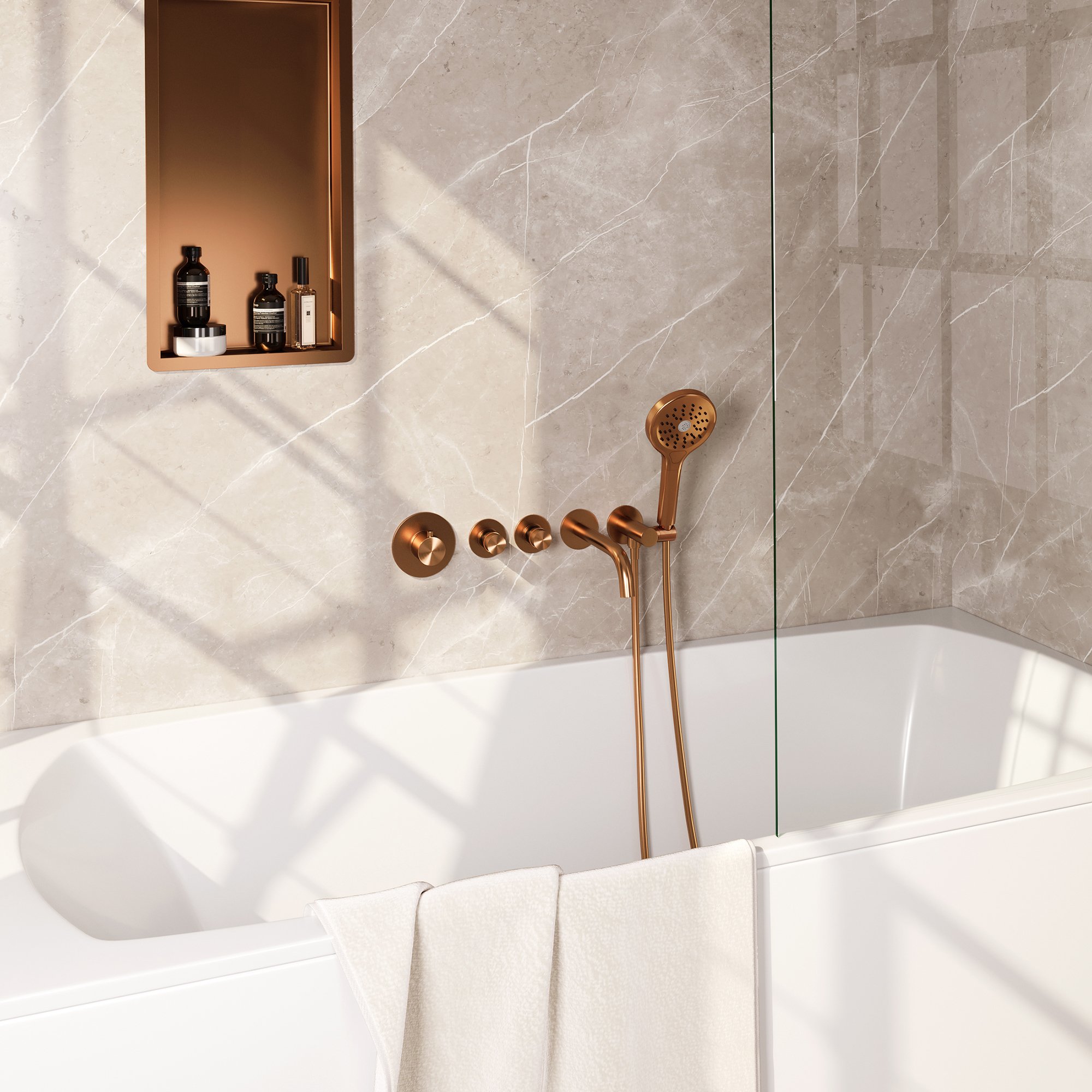 Brauer Copper Edition Inbouw Badkraan - Met Uitloop - 3-standen Handdouche Rond - 5-GK-023 - Afbeelding 2