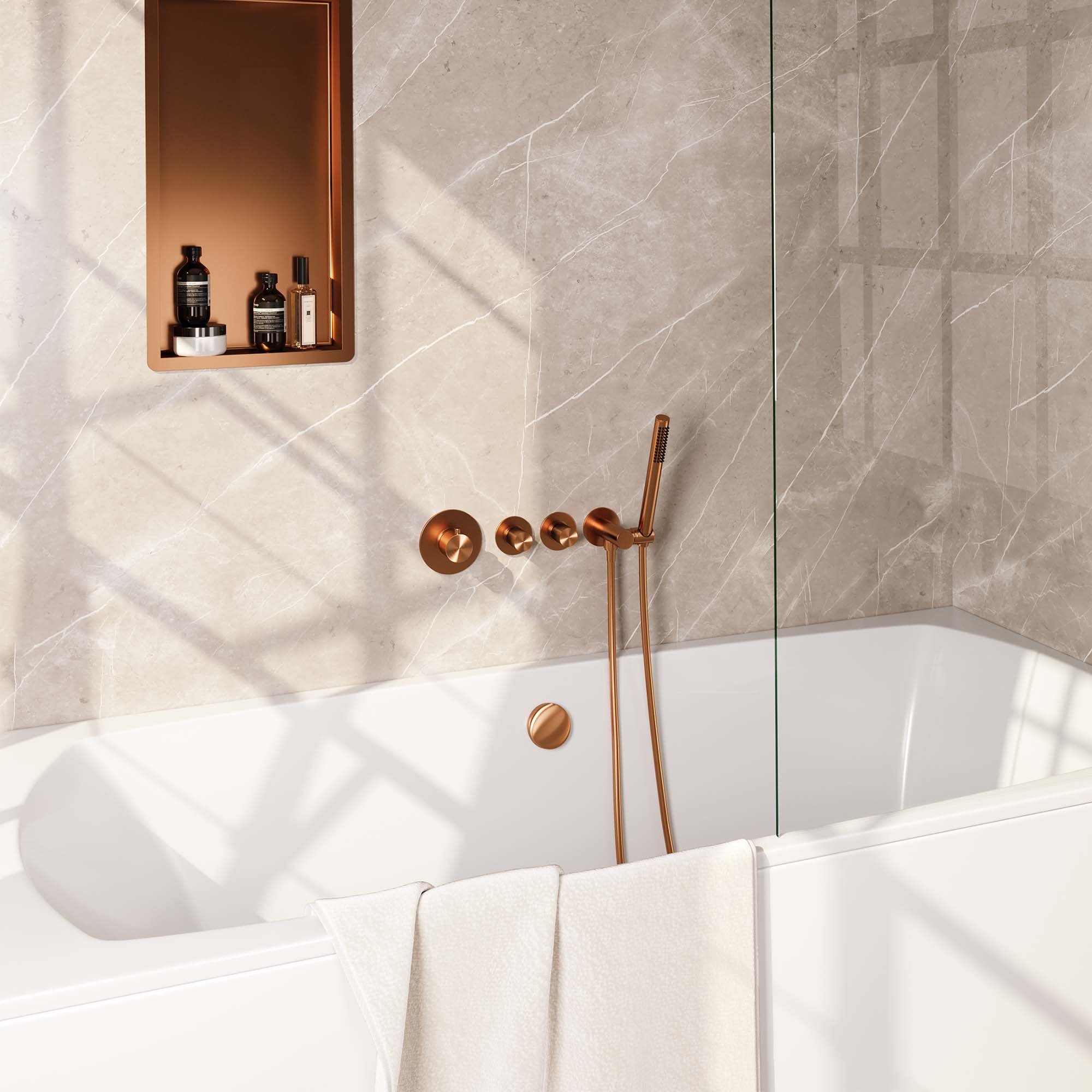 Brauer Copper Carving Inbouw Badkraan - Zonder Uitloop - Staafmodel Handdouche - 5-GK-095 - Afbeelding 2