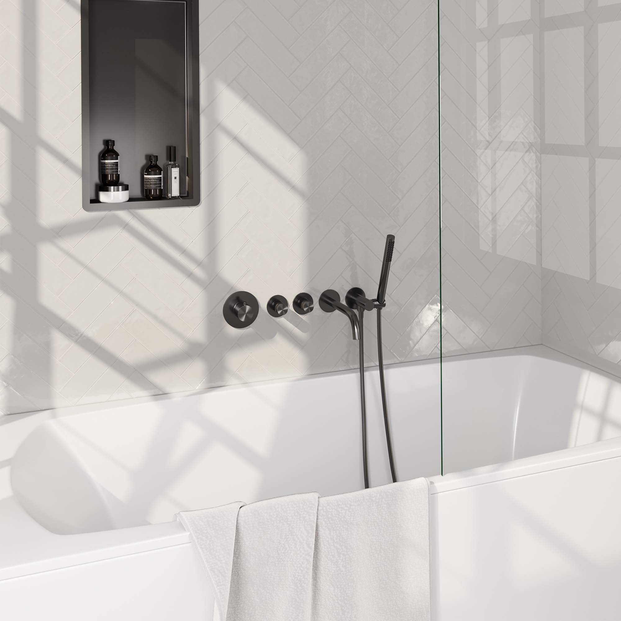 Brauer Gunmetal Edition Inbouw Badkraan - Met Uitloop - Staafmodel Handdouche - 5-GM-022 - Afbeelding 2