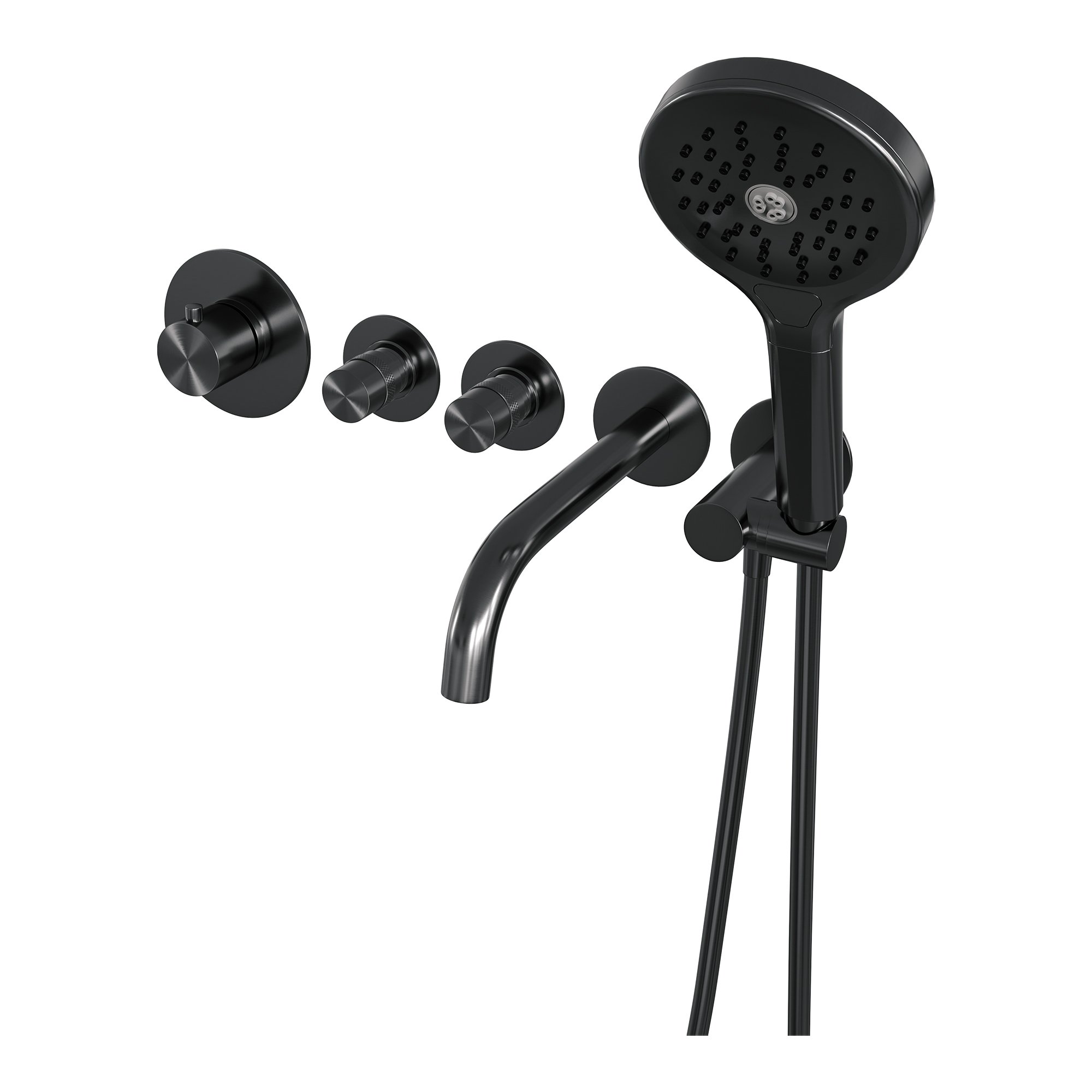 Brauer Gunmetal Edition Inbouw Badkraan - Met Uitloop - 3-standen Handdouche Rond - 5-GM-023 - Afbeelding 2
