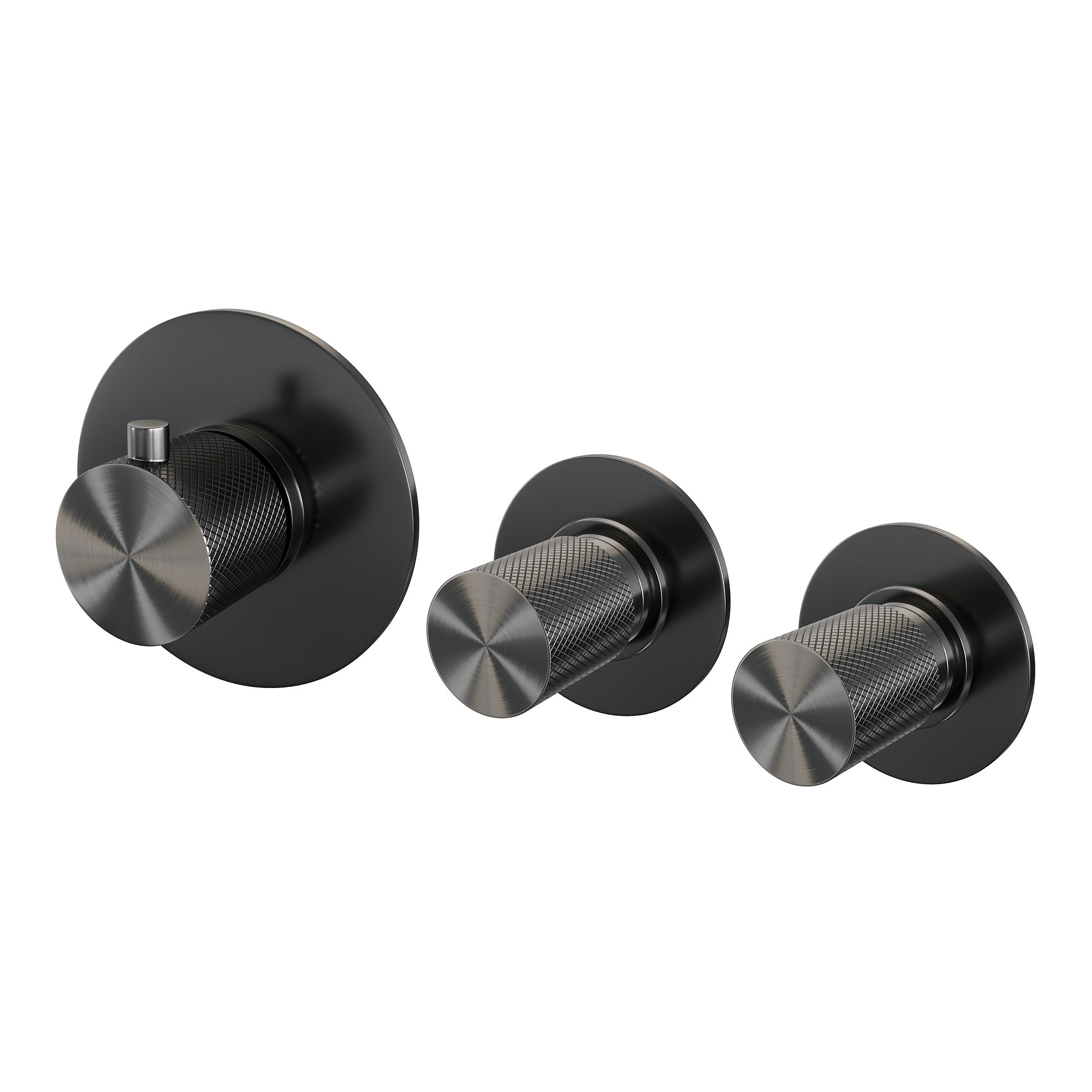 Brauer Gunmetal Carving Inbouw Badkraan - Zonder Uitloop - 3-standen Handdouche Rond - 5-GM-096 - Afbeelding 3