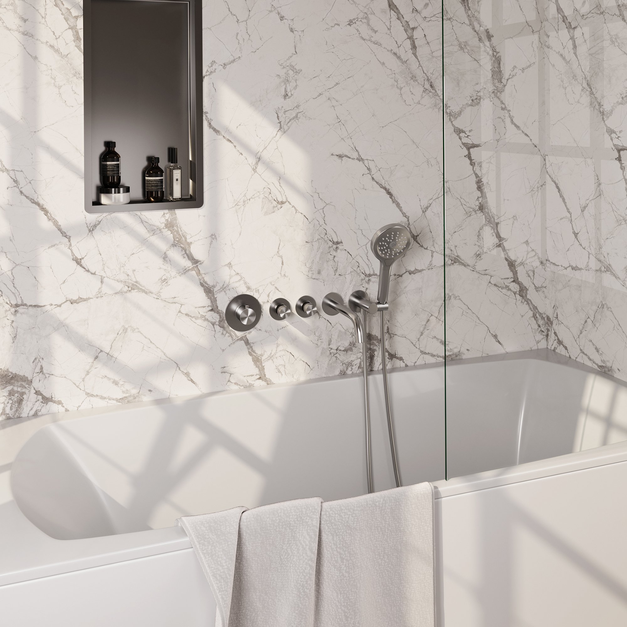 Brauer Brushed Edition Inbouw Badkraan - Met Uitloop - 3-standen Handdouche Rond - 5-NG-023 - Afbeelding 2