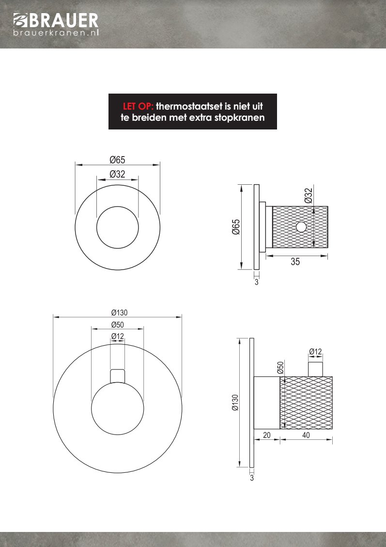 Brauer Brushed Carving Inbouw Douchekraan - Draaigreep - 5-NG-089 - Afbeelding 5