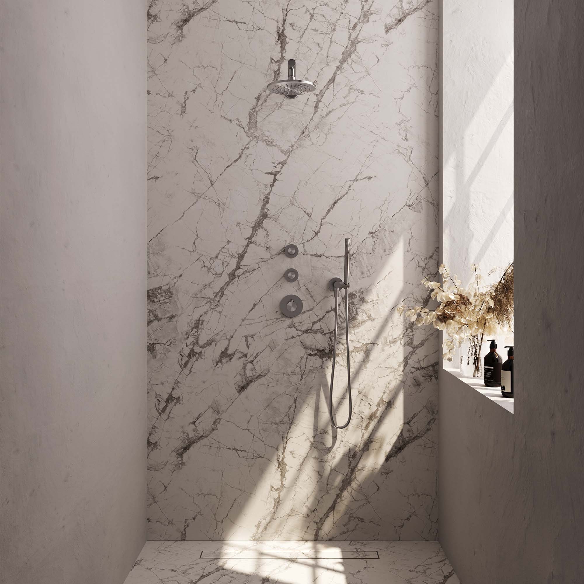 Brauer Brushed Carving Inbouw Doucheset - Staafmodel Handdouche - 20 cm Hoofddouche - Rechte Wandarm - 5-NG-097 - Afbeelding 2