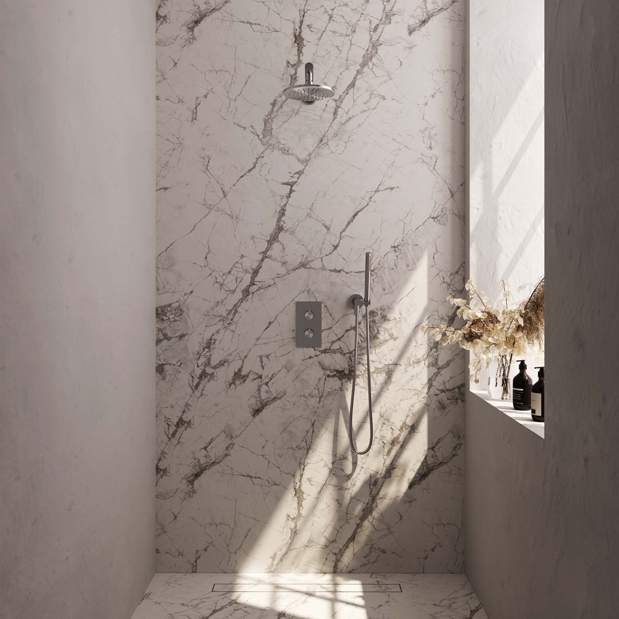 Brauer Brushed Carving Inbouw Doucheset - Staafmodel Handdouche - 20 cm Hoofddouche - Rechte Wandarm - 5-NG-121 - Afbeelding 2