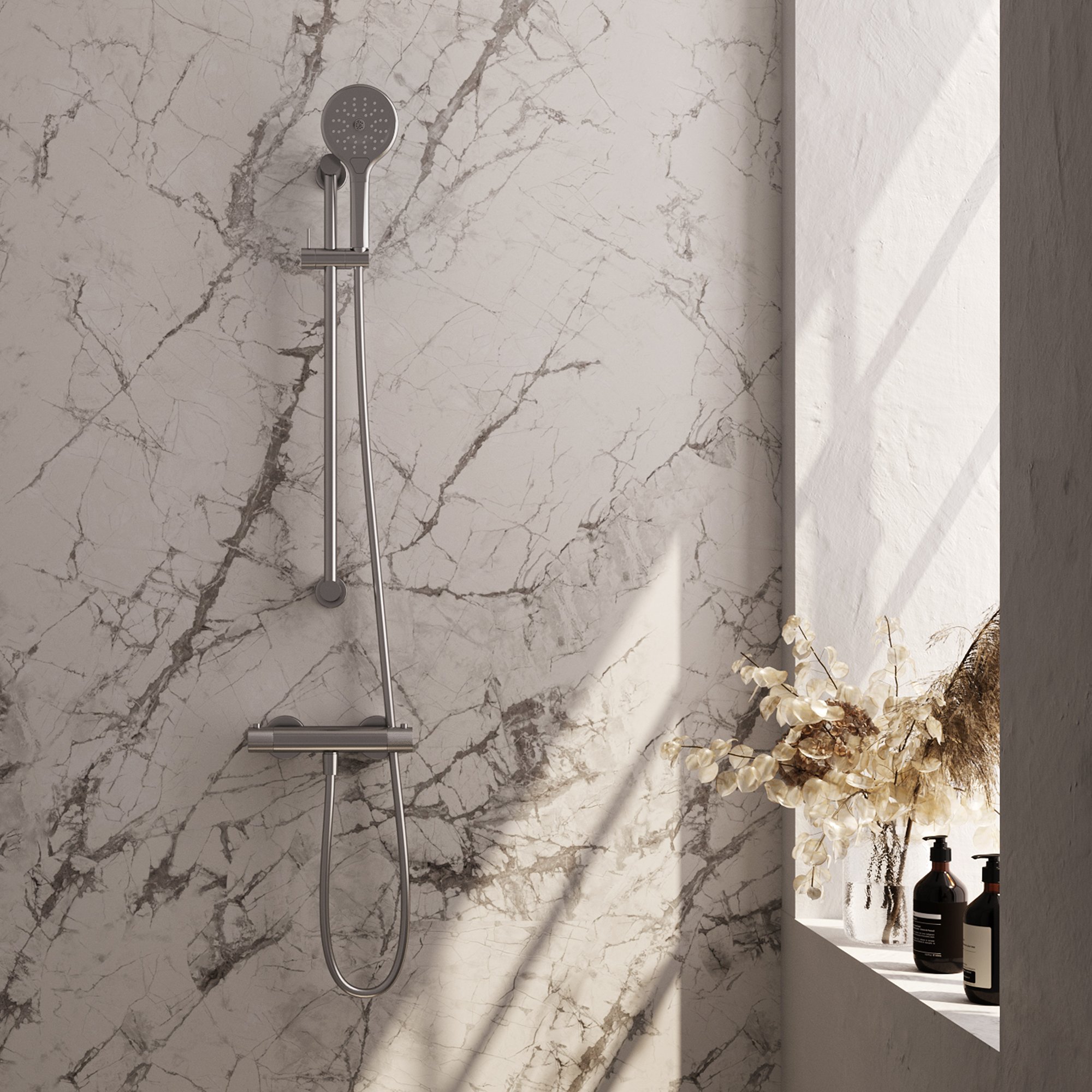 Brauer Brushed Carving Glijstangset - 3-standen Handdouche Rond - 5-NG-250 - Afbeelding 2