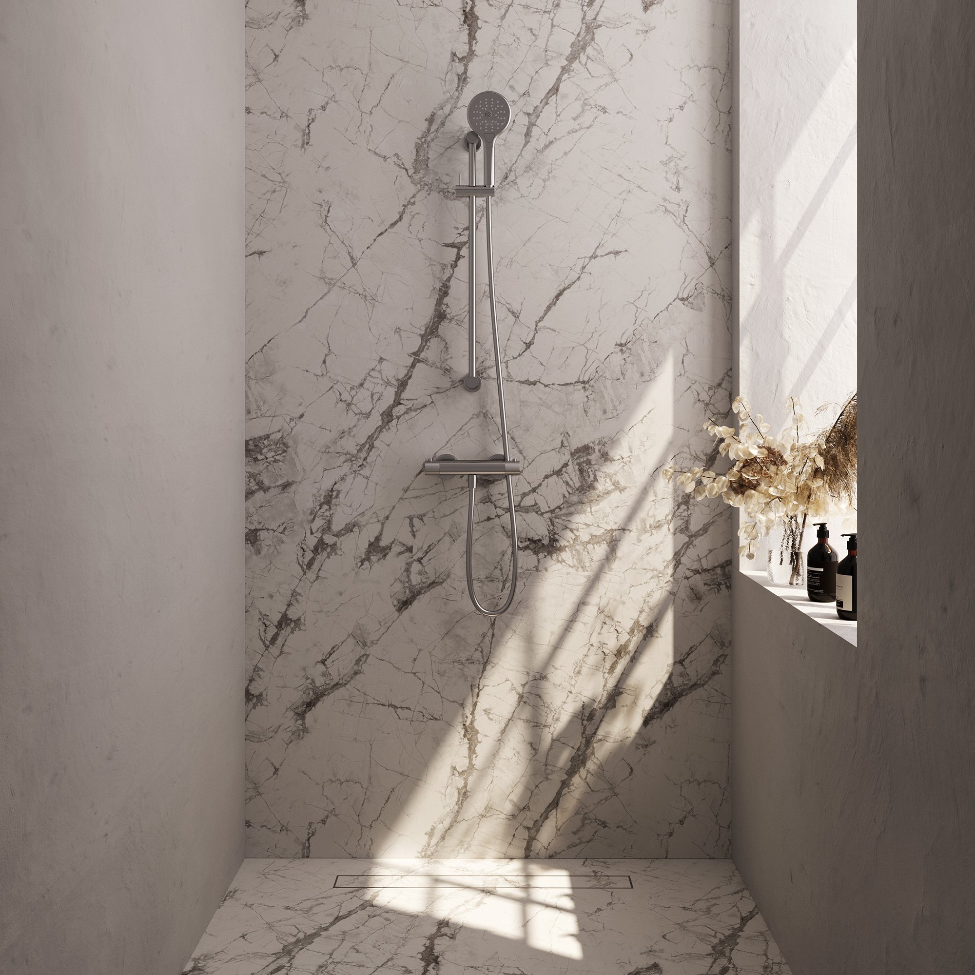 Brauer Brushed Carving Glijstangset - 3-standen Handdouche Rond - 5-NG-250 - Afbeelding 3