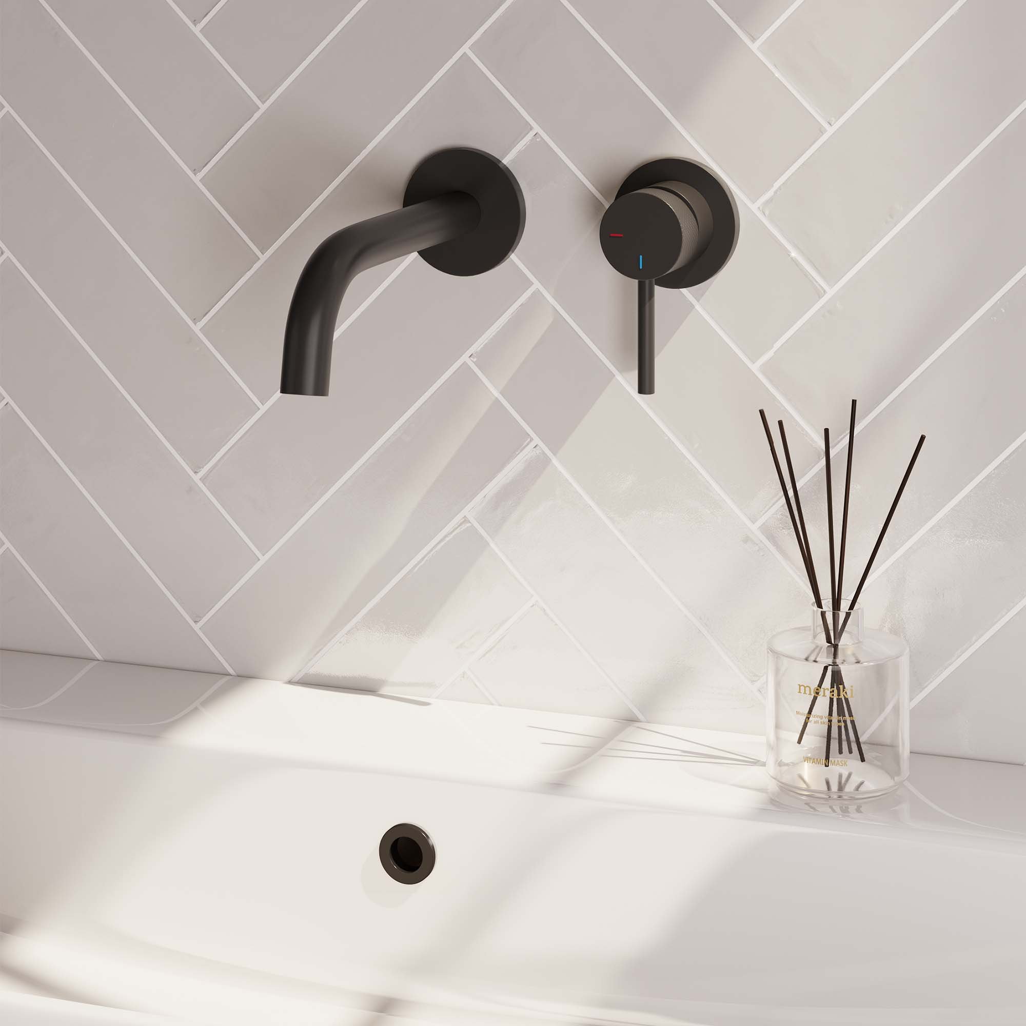 Brauer Black Carving Inbouw Wastafelkraan - Bedieningshendel Rechts - Met Coldstart - 5-S-004-B6-65 - Afbeelding 2