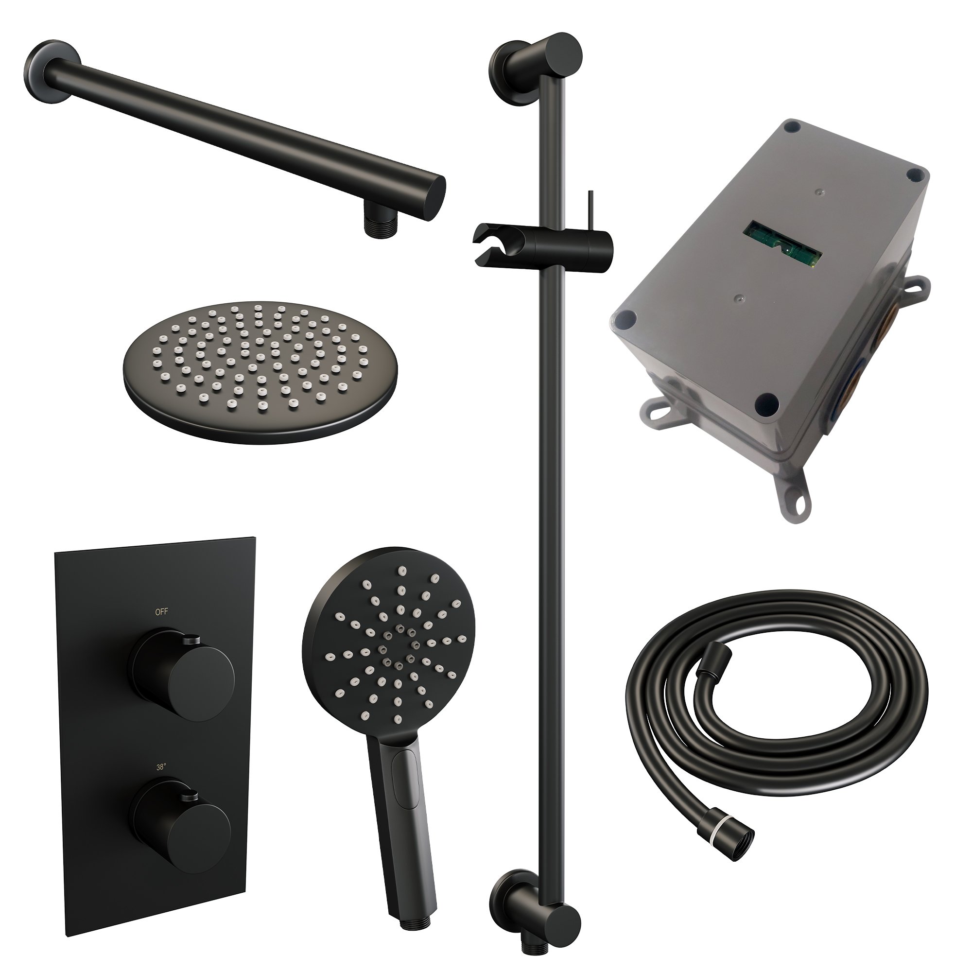 Brauer Black Edition Inbouw Doucheset - 3-Standen Handdouche Rond - 20 cm Hoofddouche - Rechte Wandarm - 5-S-070 - Afbeelding 3