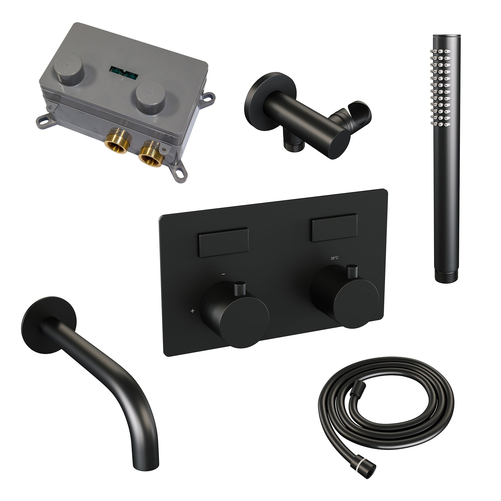Brauer Black Edition Inbouw Badkraan - Met Uitloop - Staafmodel Handdouche - 5-S-210 - Afbeelding 2