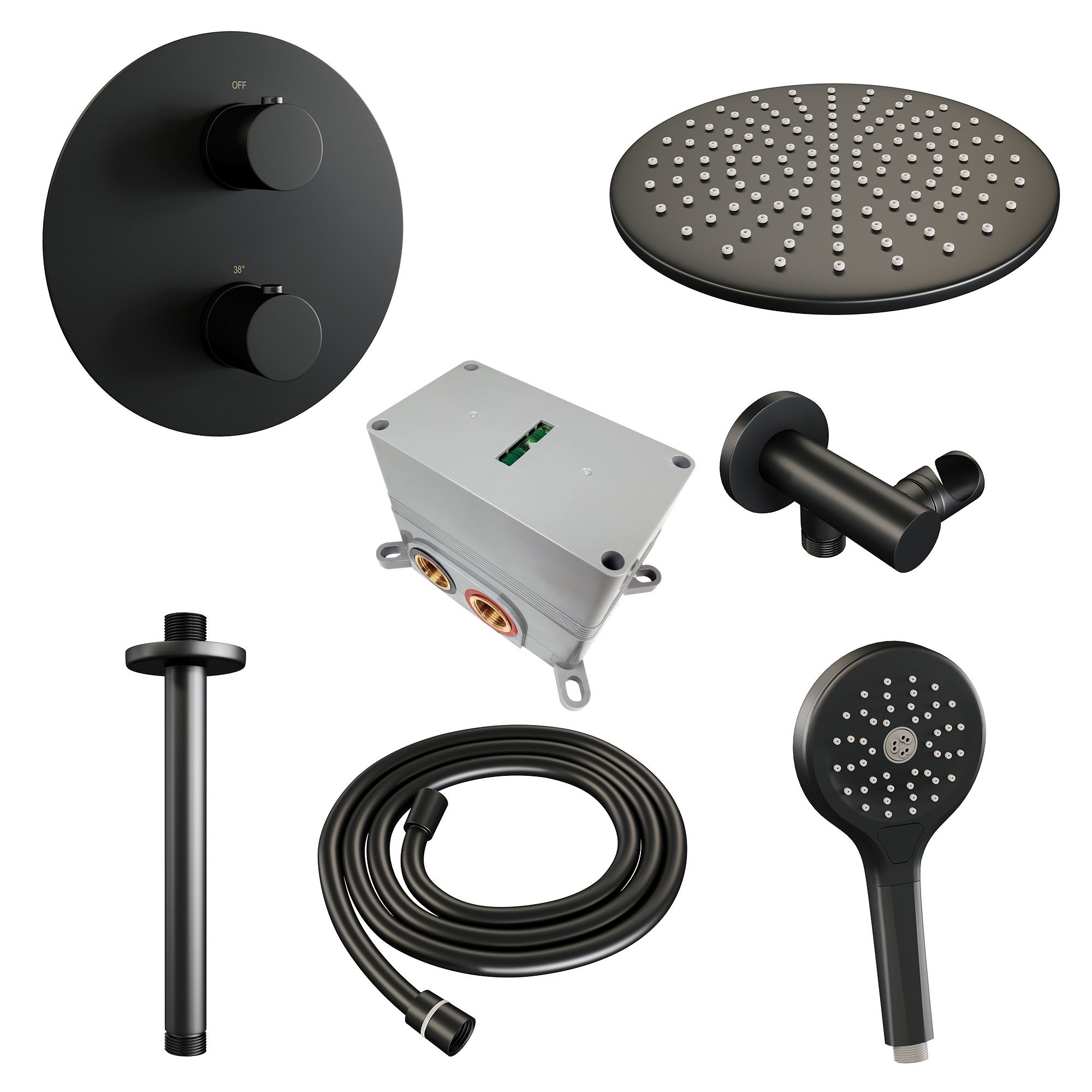 Brauer Black Edition Inbouw Doucheset - 3-Standen Handdouche Rond - 30 cm Hoofddouche - Plafondbuis - 5-S-278 - Afbeelding 3