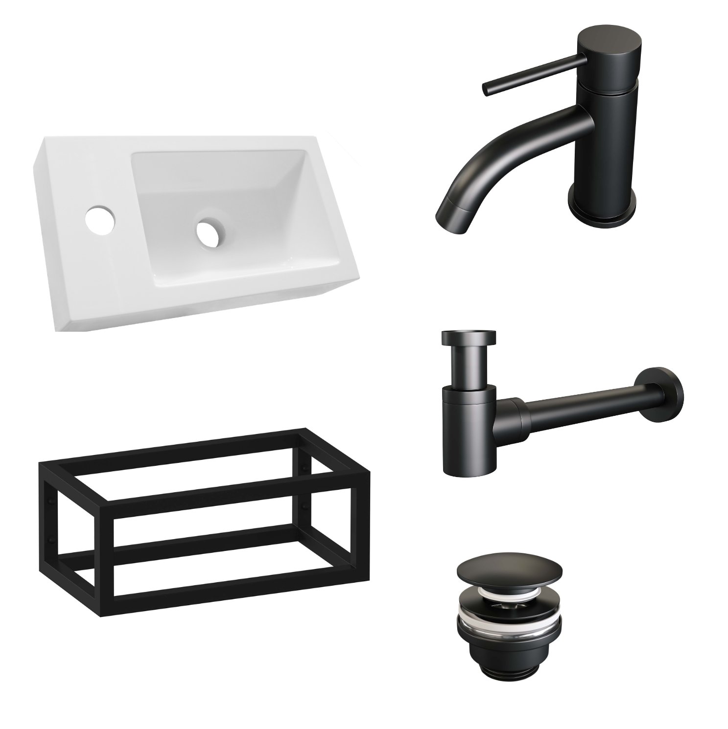 Brauer Black Edition Fonteinset - 40 cm x 22 cm - Mineraalmarmer - 5-S-FOS1 - Afbeelding 2