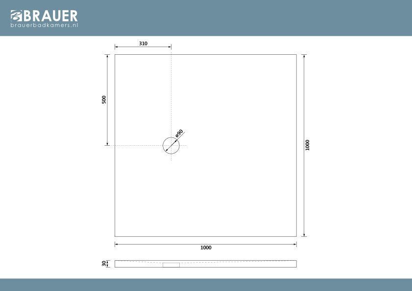 Brauer Asteroid douchebak mineraalmarmer - 100x100 cm - mat wit - DB-AS100100MW - Afbeelding 9