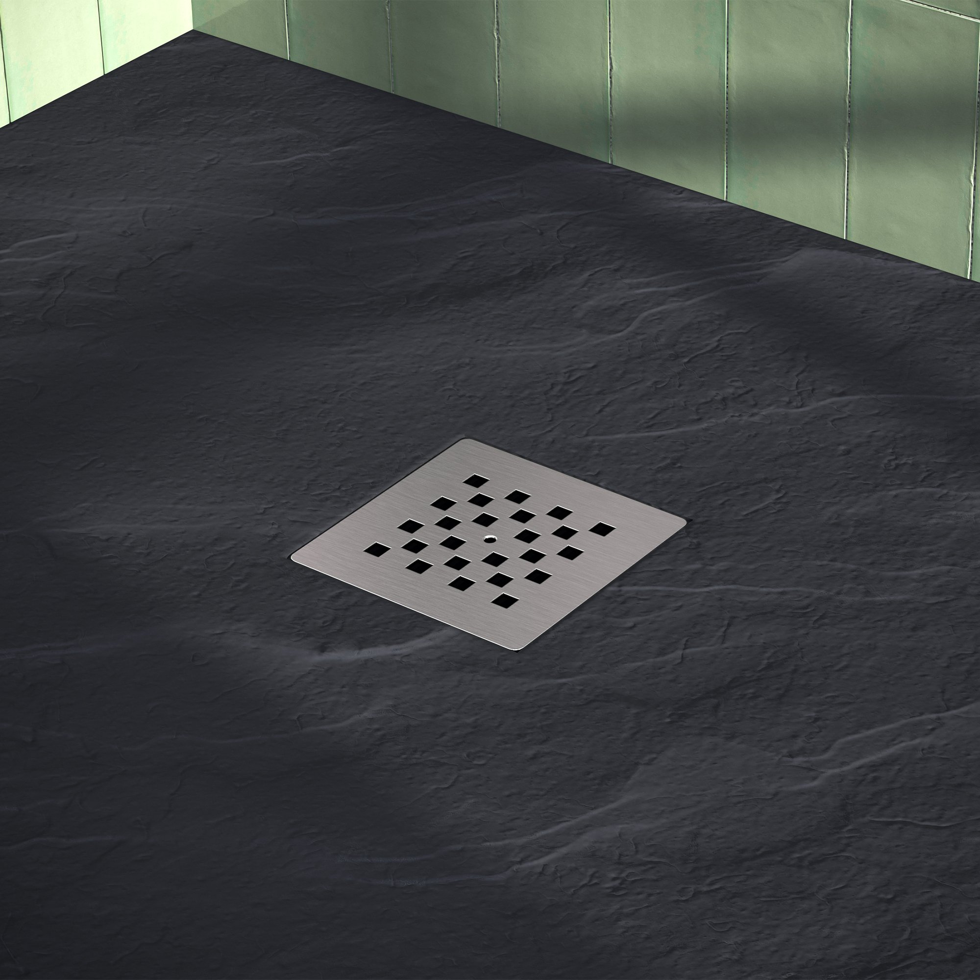 Brauer Asteroid douchebak mineraalmarmer - 120x100 cm - mat zwart - DB-AS100120MZ - Afbeelding 4