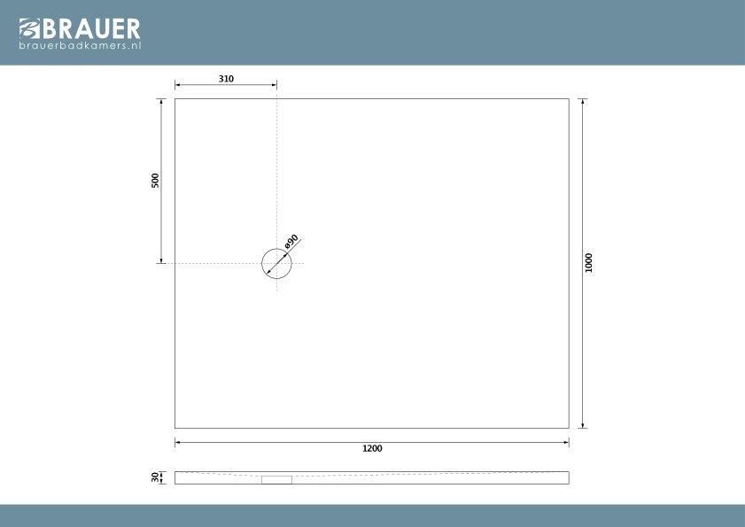 Brauer Asteroid douchebak mineraalmarmer - 120x100 cm - mat zwart - DB-AS100120MZ - Afbeelding 9