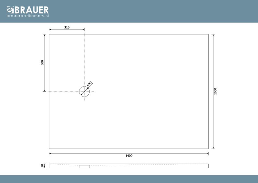 Brauer Asteroid douchebak mineraalmarmer - 140x100 cm - mat zwart - DB-AS100140MZ - Afbeelding 9