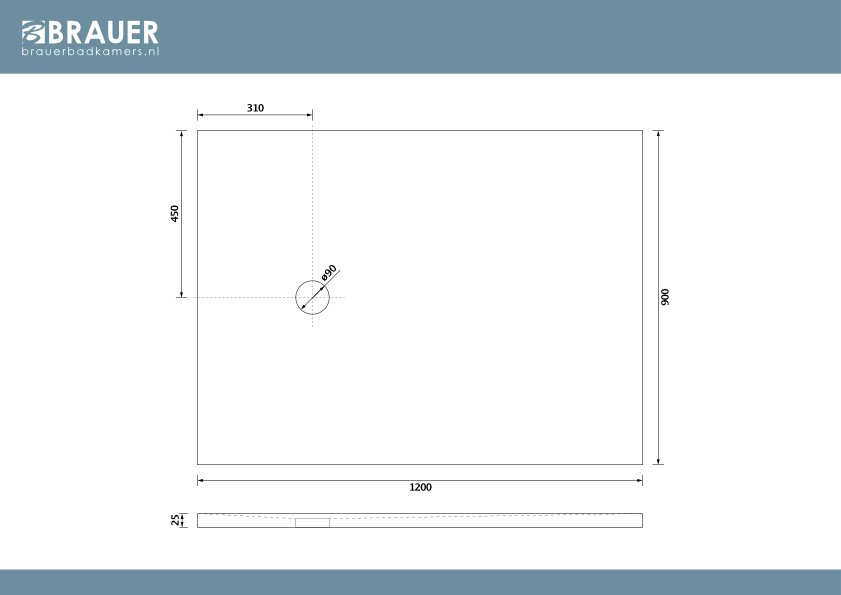 Brauer Asteroid douchebak mineraalmarmer - 120x90 cm - mat wit - DB-AS90120MW - Afbeelding 9