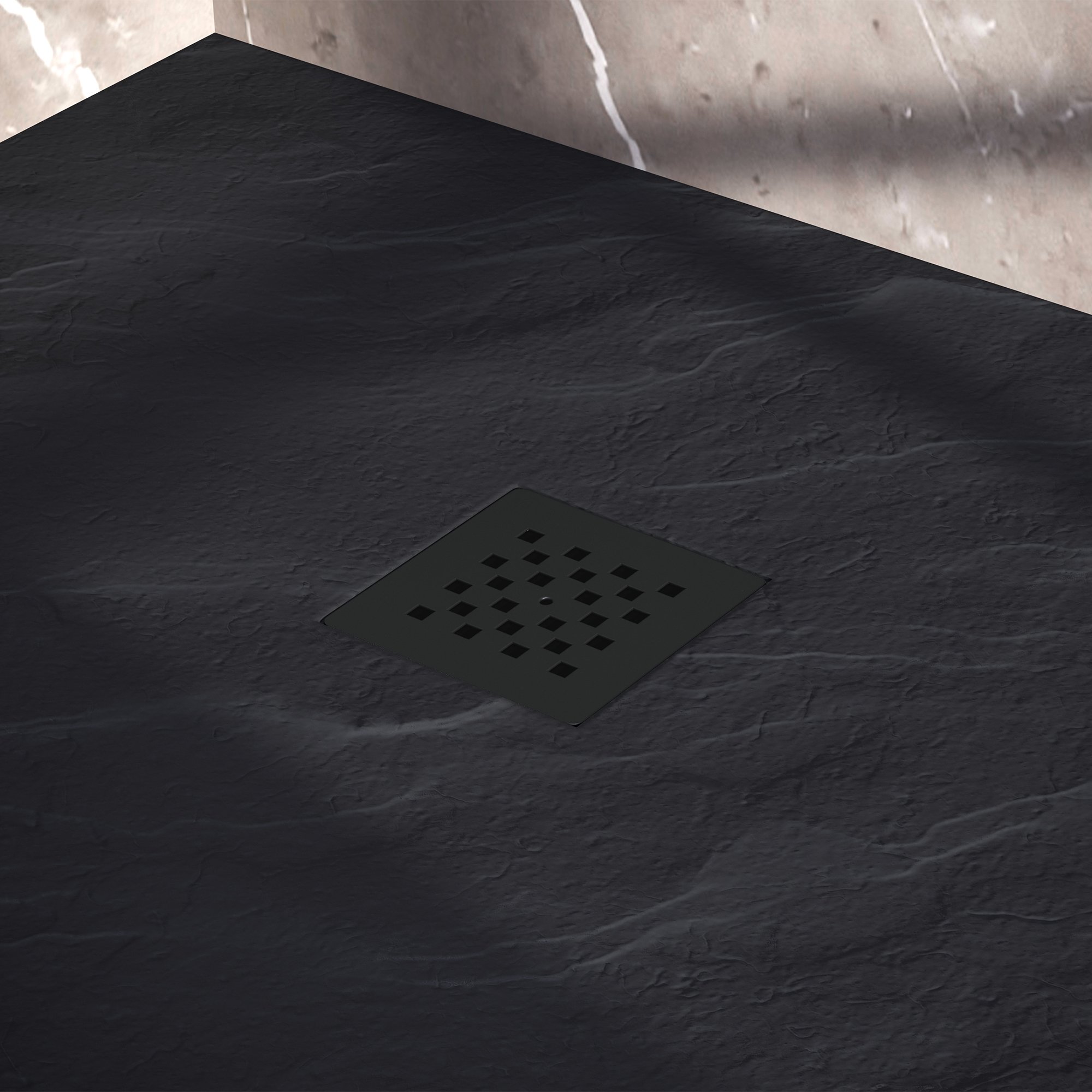 Brauer Asteroid douchebak mineraalmarmer - 160x90 cm - mat zwart - DB-AS90160MZ - Afbeelding 3