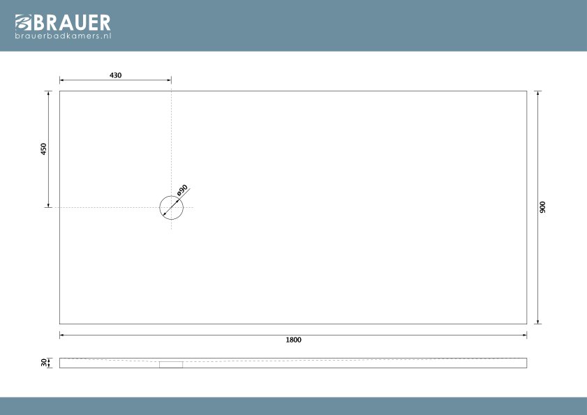 Brauer Asteroid douchebak mineraalmarmer - 180x90 cm - mat wit - DB-AS90180MW - Afbeelding 9