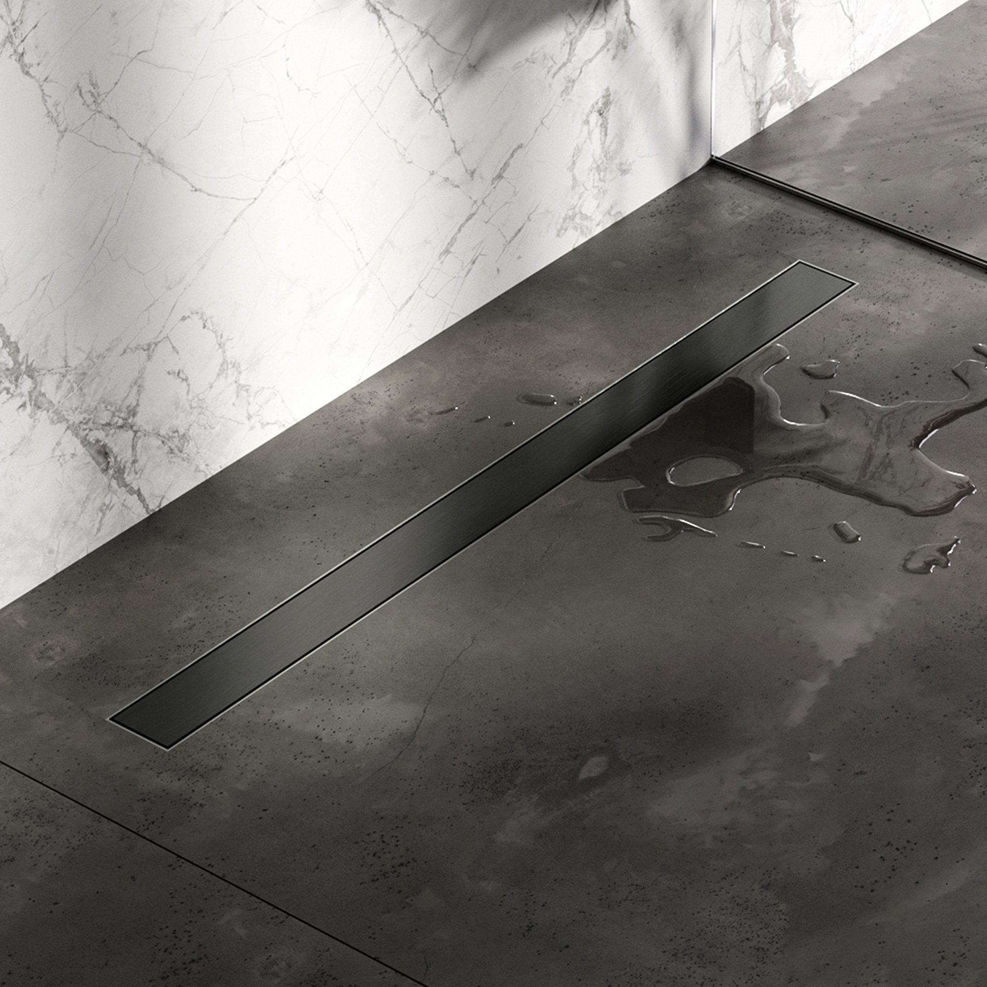 Brauer douchegoot met multifunctioneel rooster en vloerflens - 100cm - geborsteld gunmetal PVD - DR-MRF100GM - Afbeelding 2