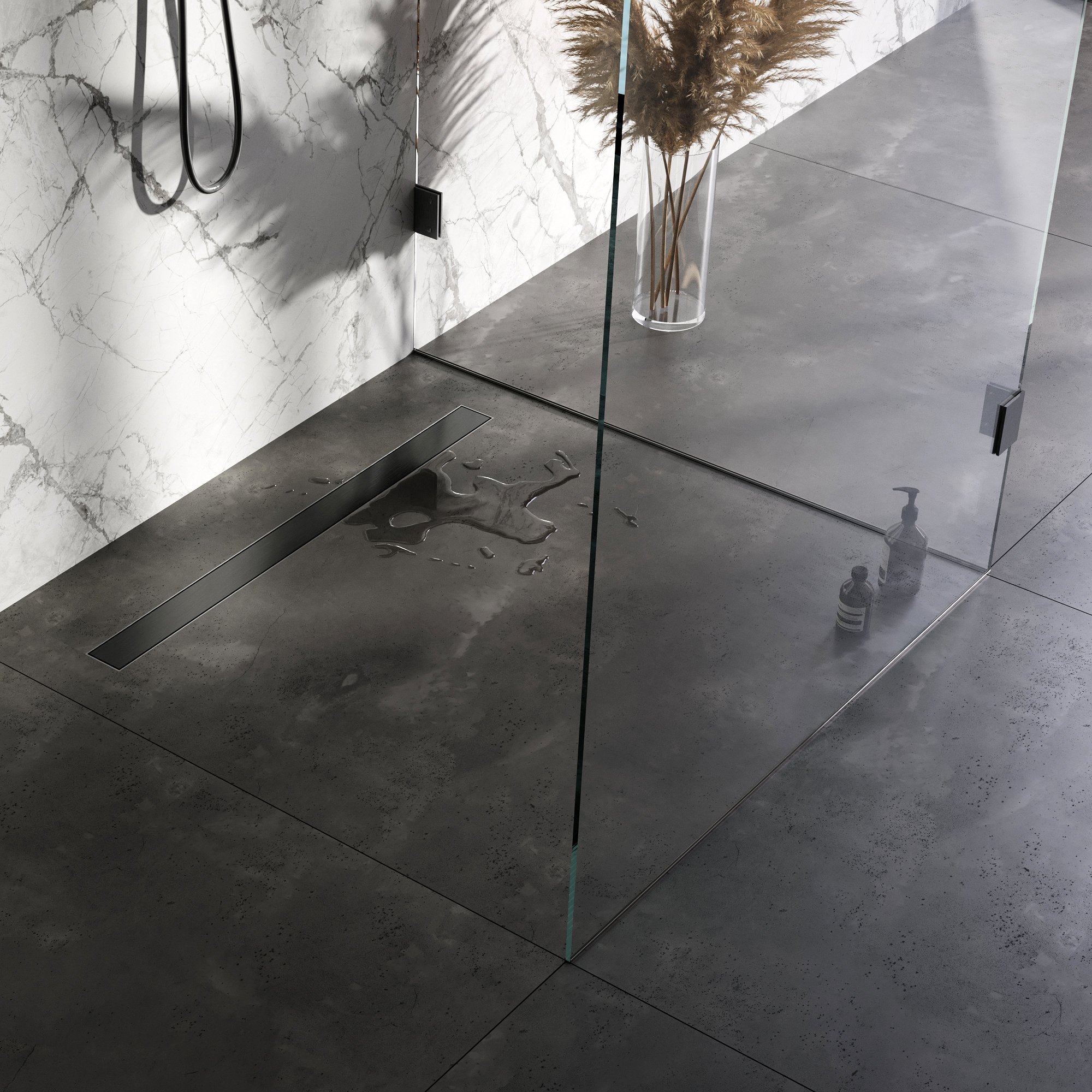 Brauer douchegoot met multifunctioneel rooster en vloerflens - 100cm - geborsteld gunmetal PVD - DR-MRF100GM - Afbeelding 3