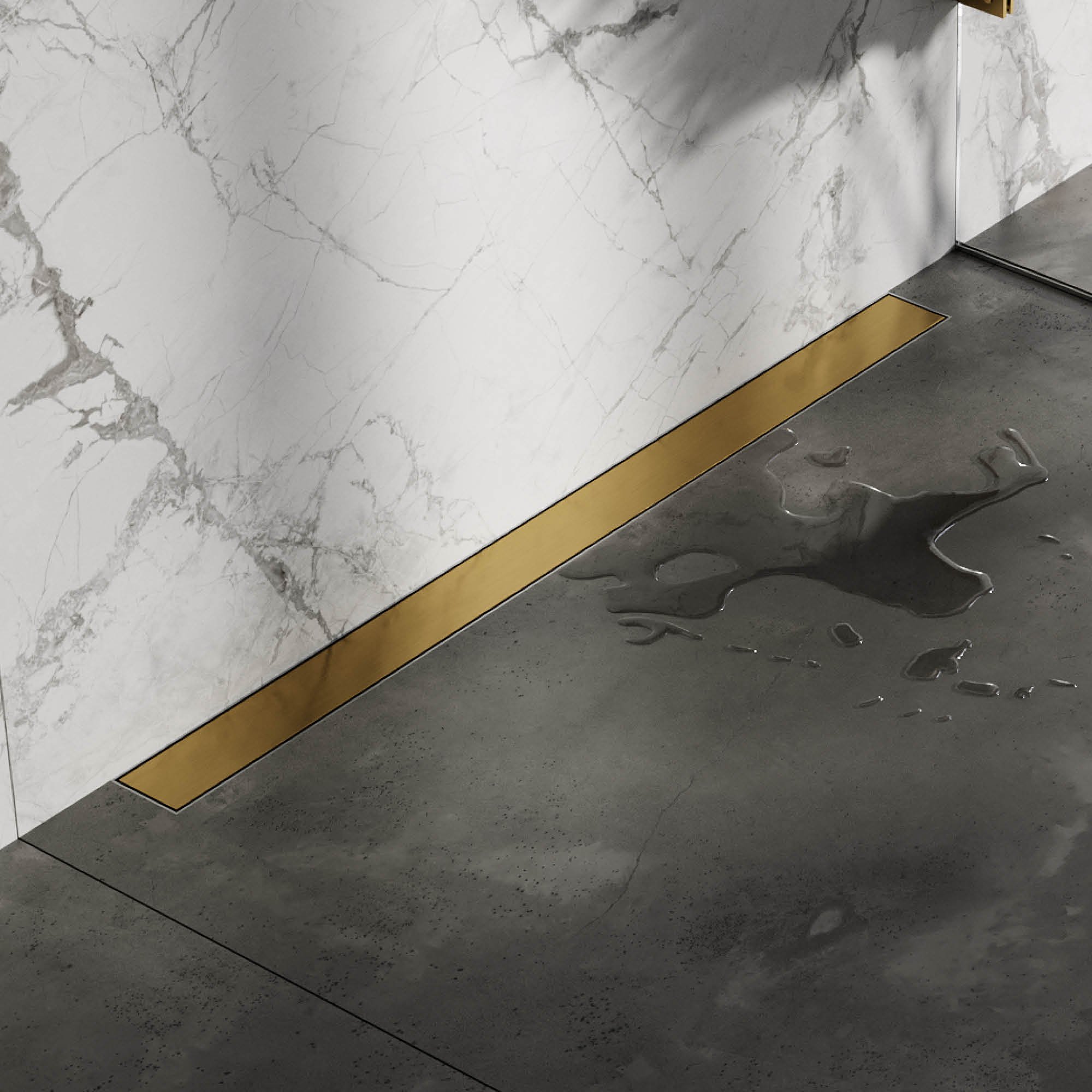 Brauer muur douchegoot met multifunctioneel rooster en muurflens - 100cm - geborsteld goud PVD - DR-MRFW100GG - Afbeelding 2