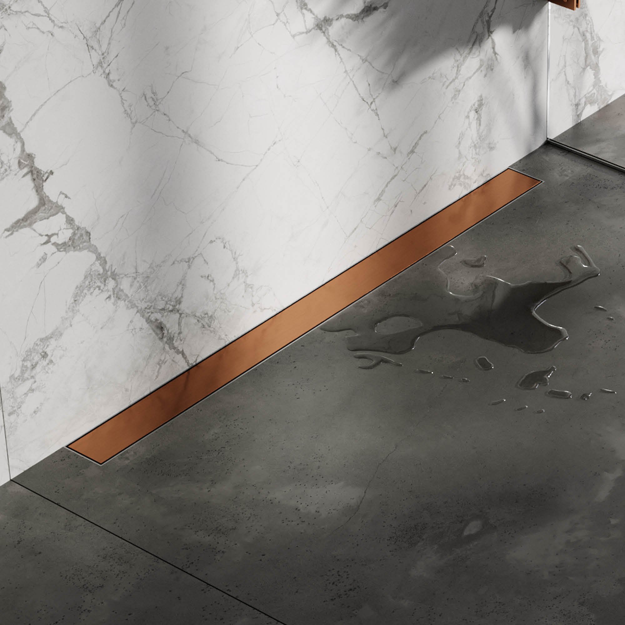 Brauer muur douchegoot met multifunctioneel rooster en muurflens - 100cm - geborsteld koper PVD - DR-MRFW100GK - Afbeelding 2