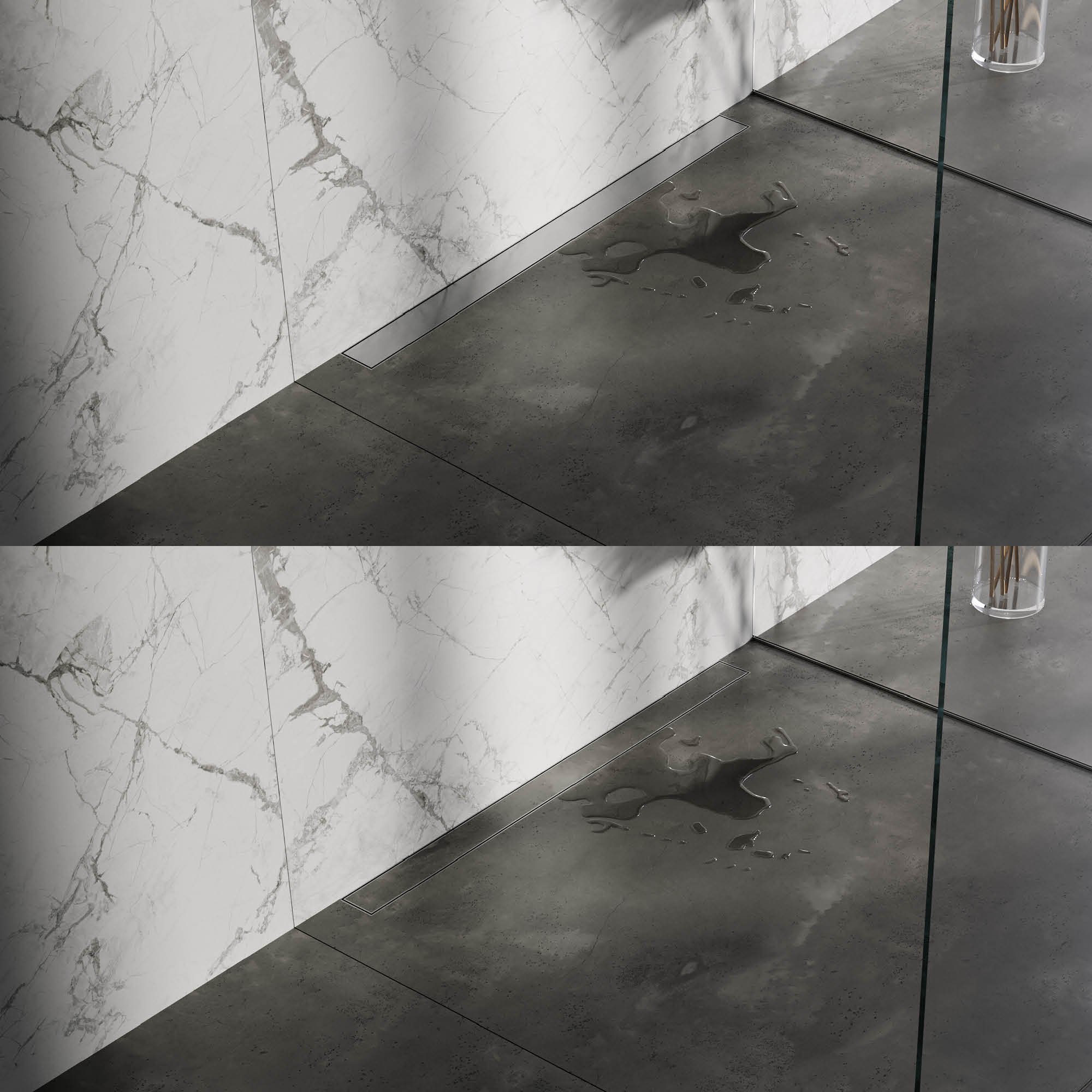 Brauer muur douchegoot met multifunctioneel rooster en muurflens - 100cm - geborsteld RVS PVD - DR-MRFW100NG - Afbeelding 2