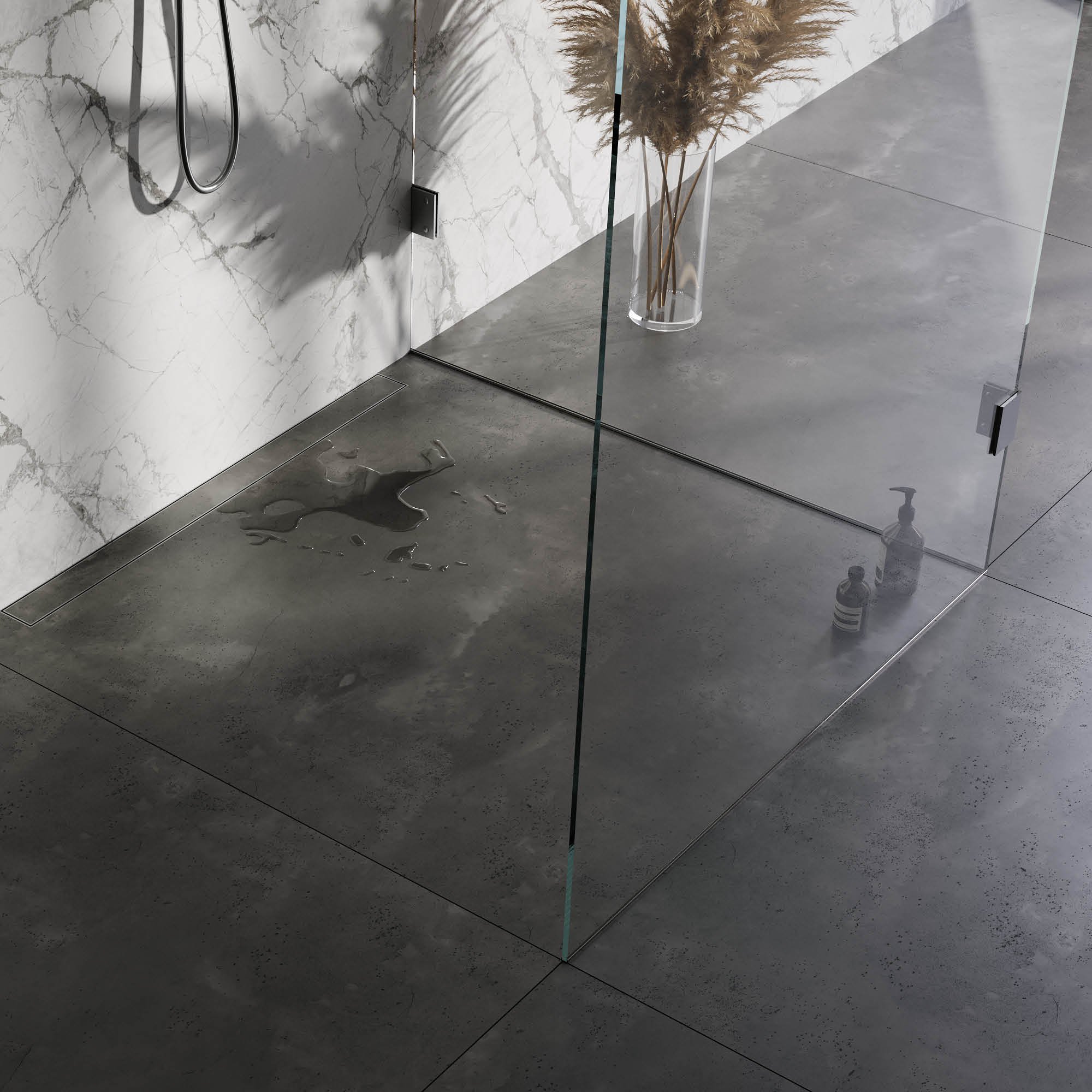 Brauer muur douchegoot met multifunctioneel rooster en muurflens - 100cm - geborsteld RVS PVD - DR-MRFW100NG - Afbeelding 4