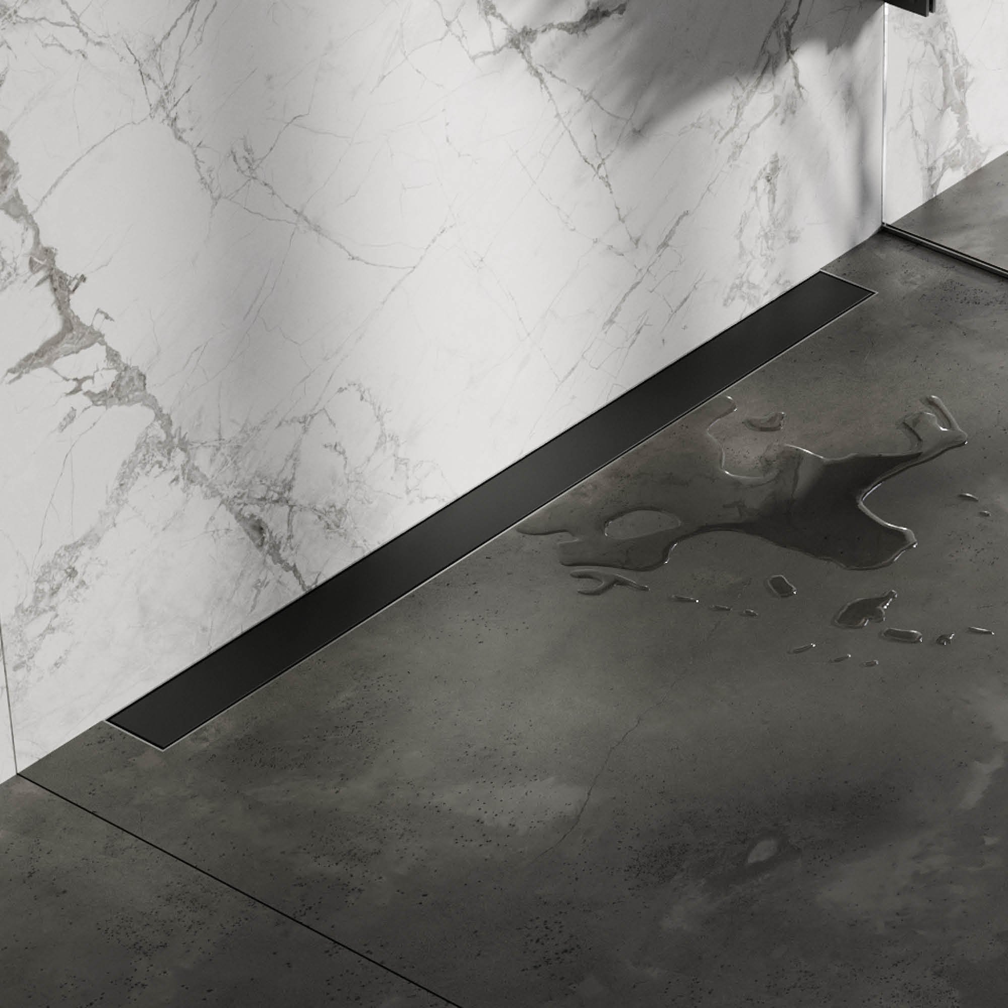 Brauer muur douchegoot met multifunctioneel rooster en muurflens - 100cm - mat zwart - DR-MRFW100S - Afbeelding 2