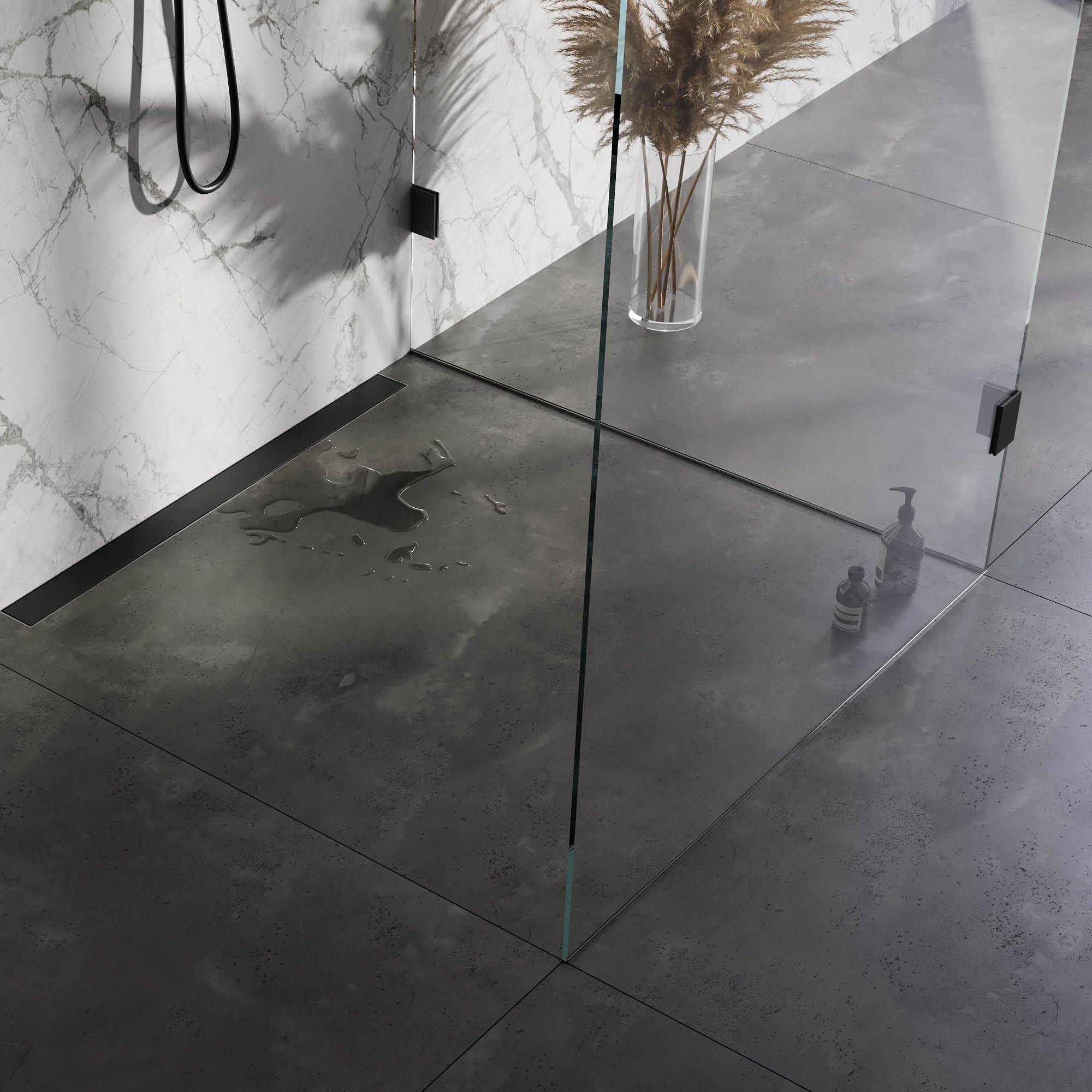Brauer muur douchegoot met multifunctioneel rooster en muurflens - 100cm - mat zwart - DR-MRFW100S - Afbeelding 3