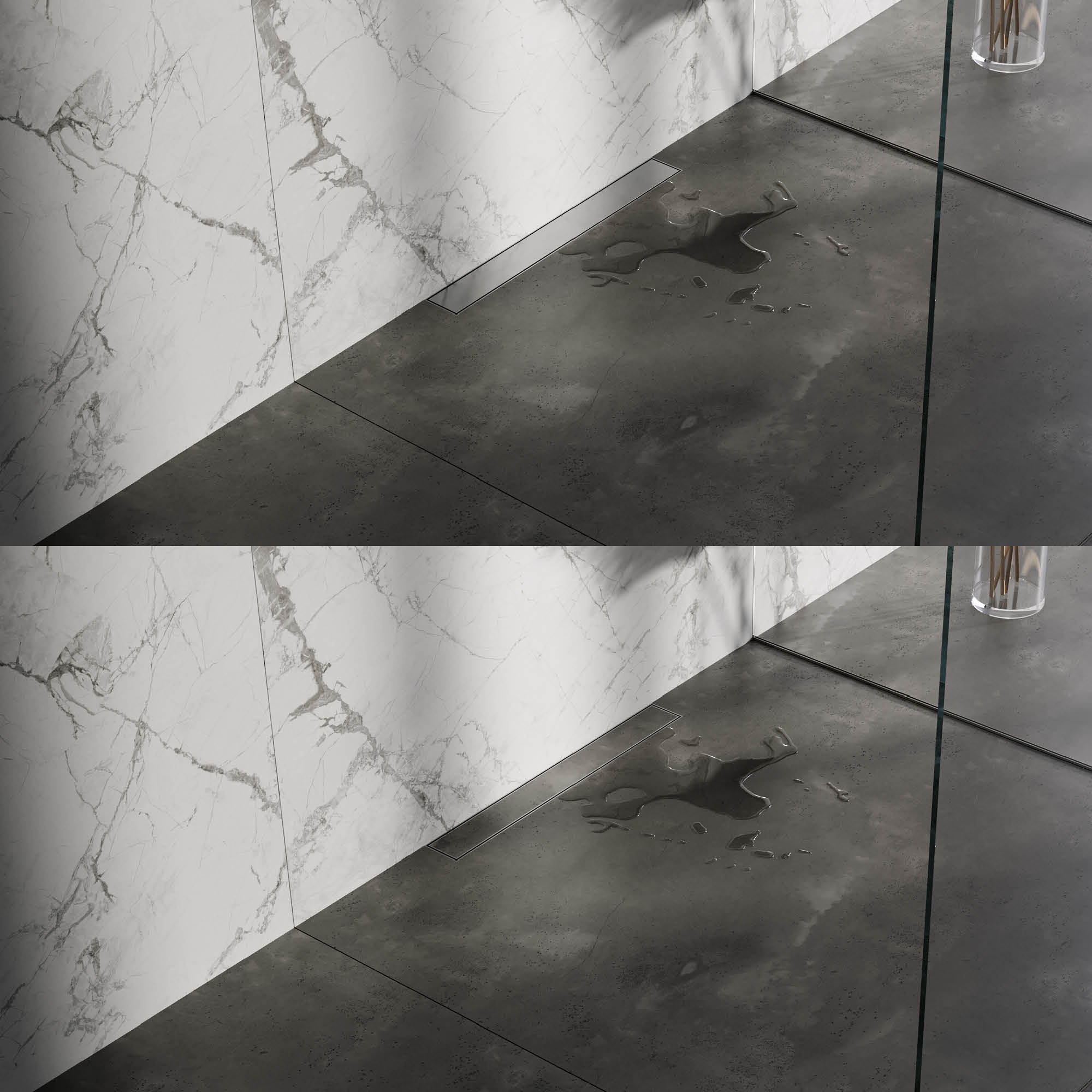 Brauer muur douchegoot met multifunctioneel rooster en muurflens - 60cm - geborsteld RVS PVD - DR-MRFW60NG - Afbeelding 2