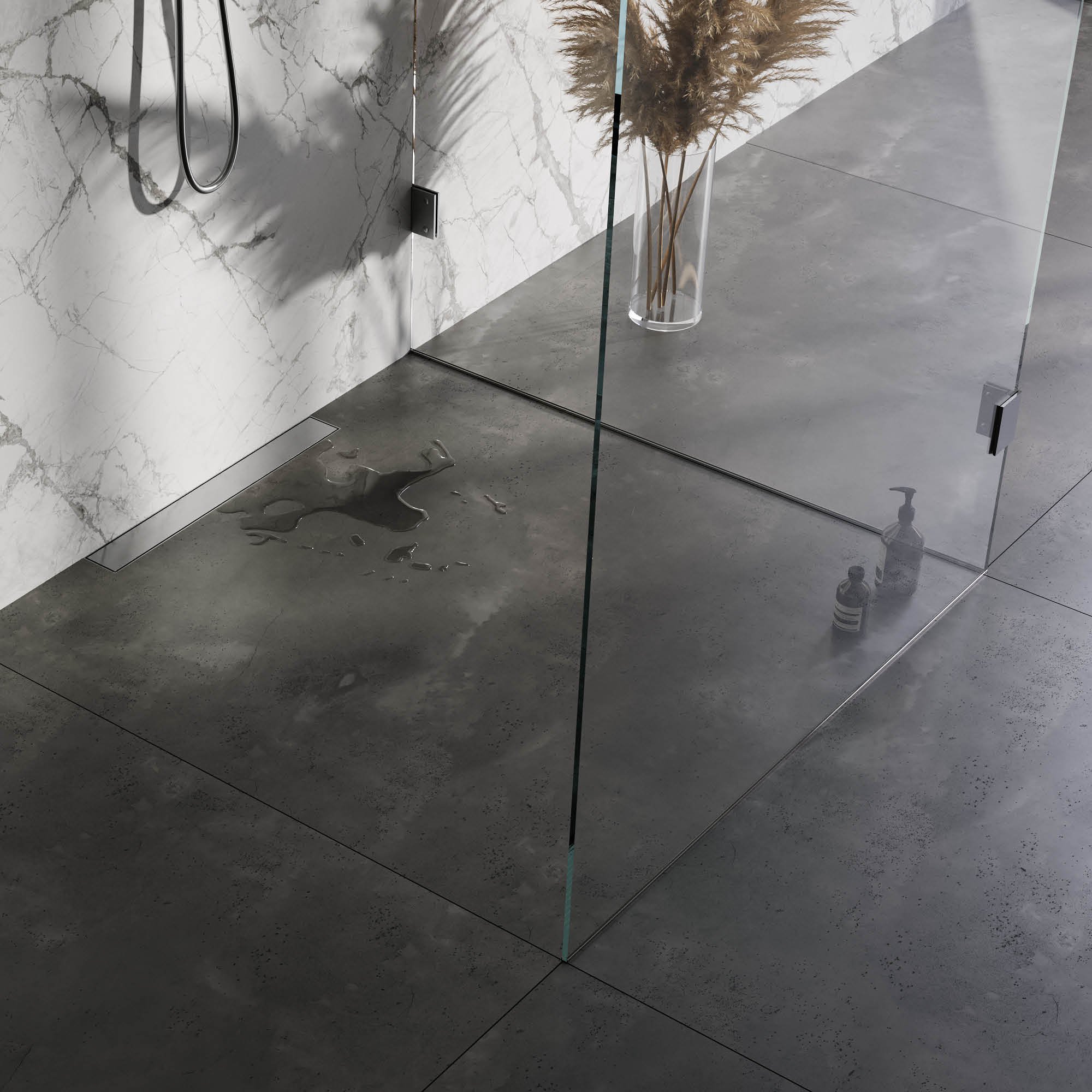 Brauer muur douchegoot met multifunctioneel rooster en muurflens - 60cm - geborsteld RVS PVD - DR-MRFW60NG - Afbeelding 3