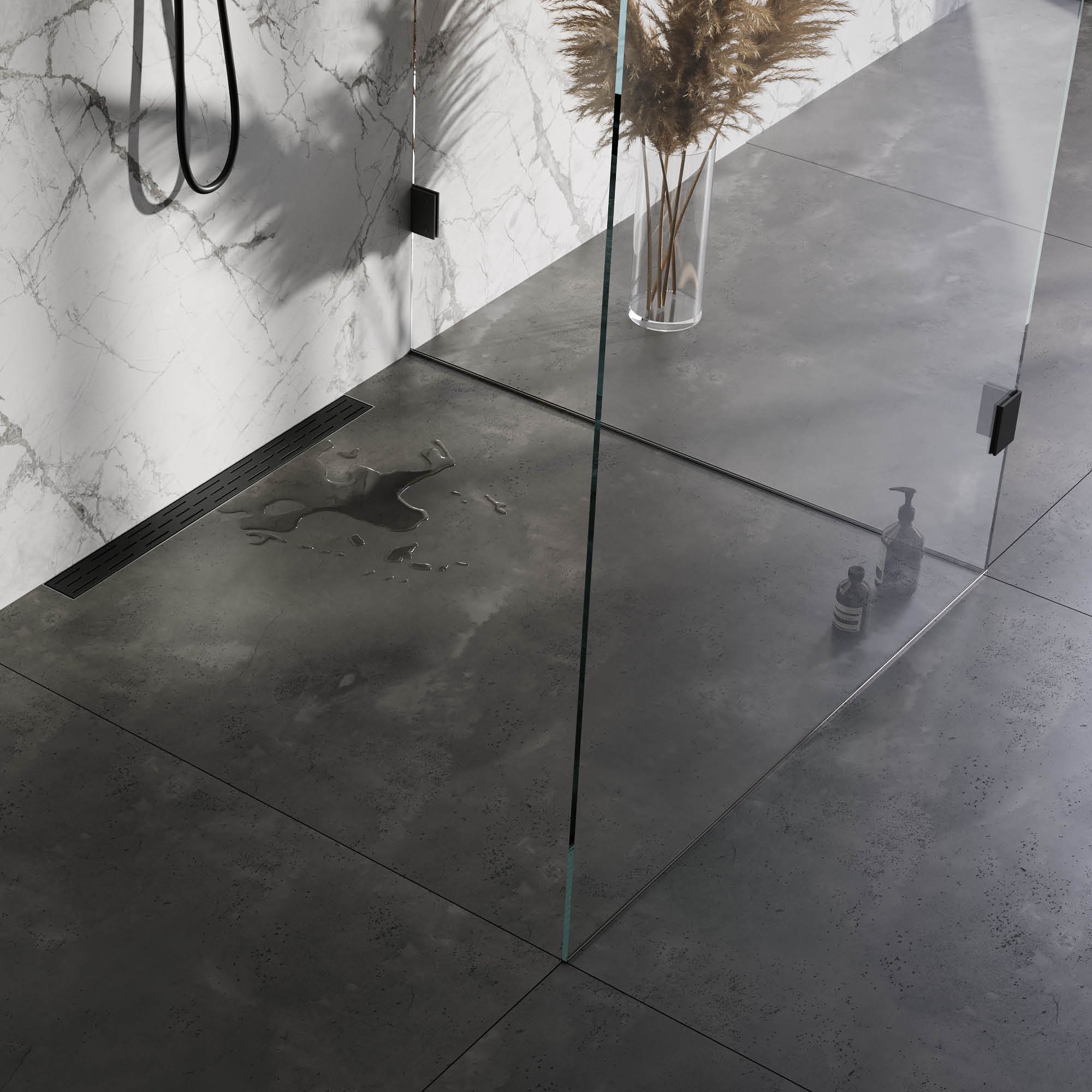 Brauer muur douchegoot met sleufrooster en muurflens - 70cm - mat zwart - DR-SRFW70S - Afbeelding 3
