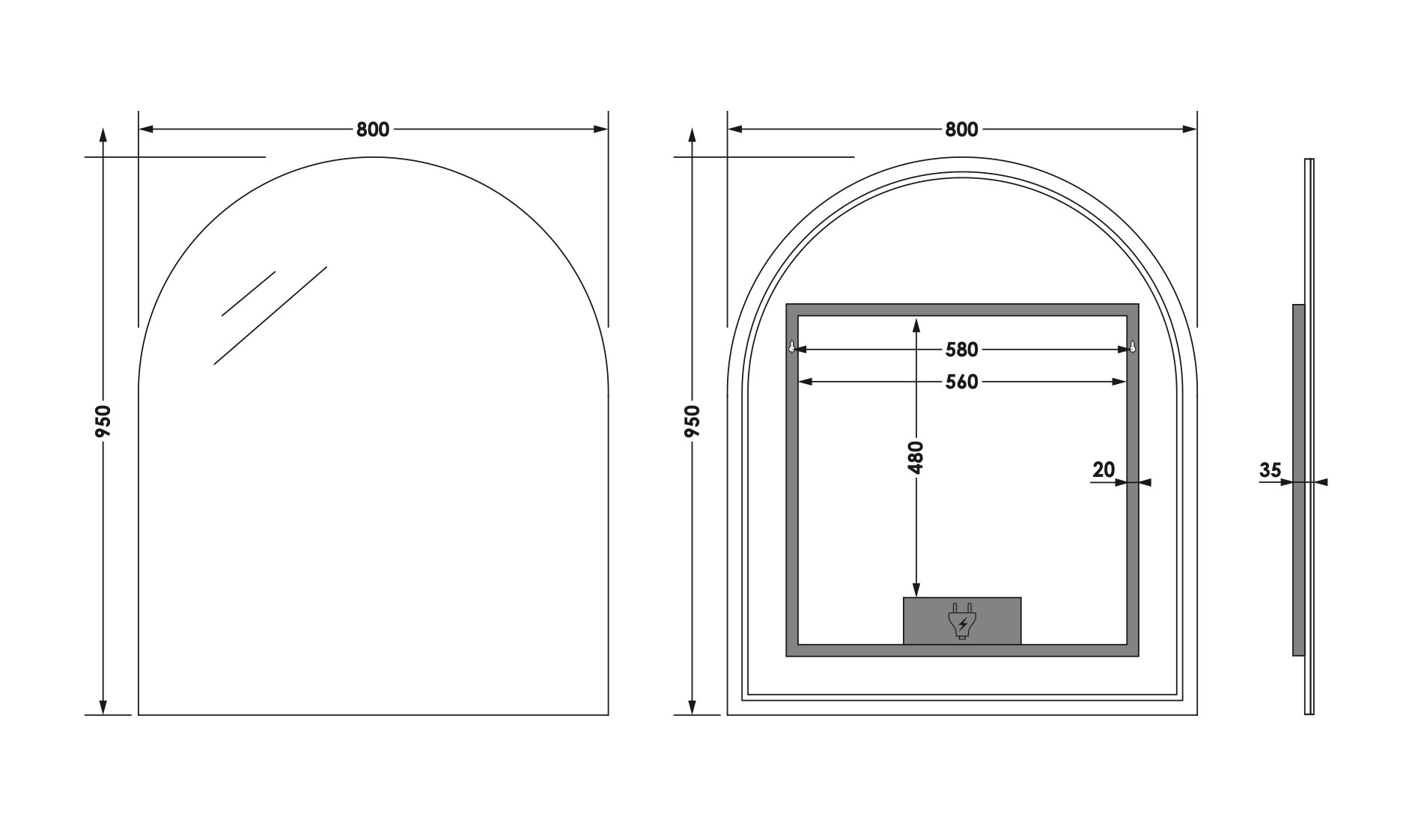 Brauer Ruby Deluxe Ronde Spiegel - 80 cm x 95 cm - LED - SP-RUD80RB - Afbeelding 3