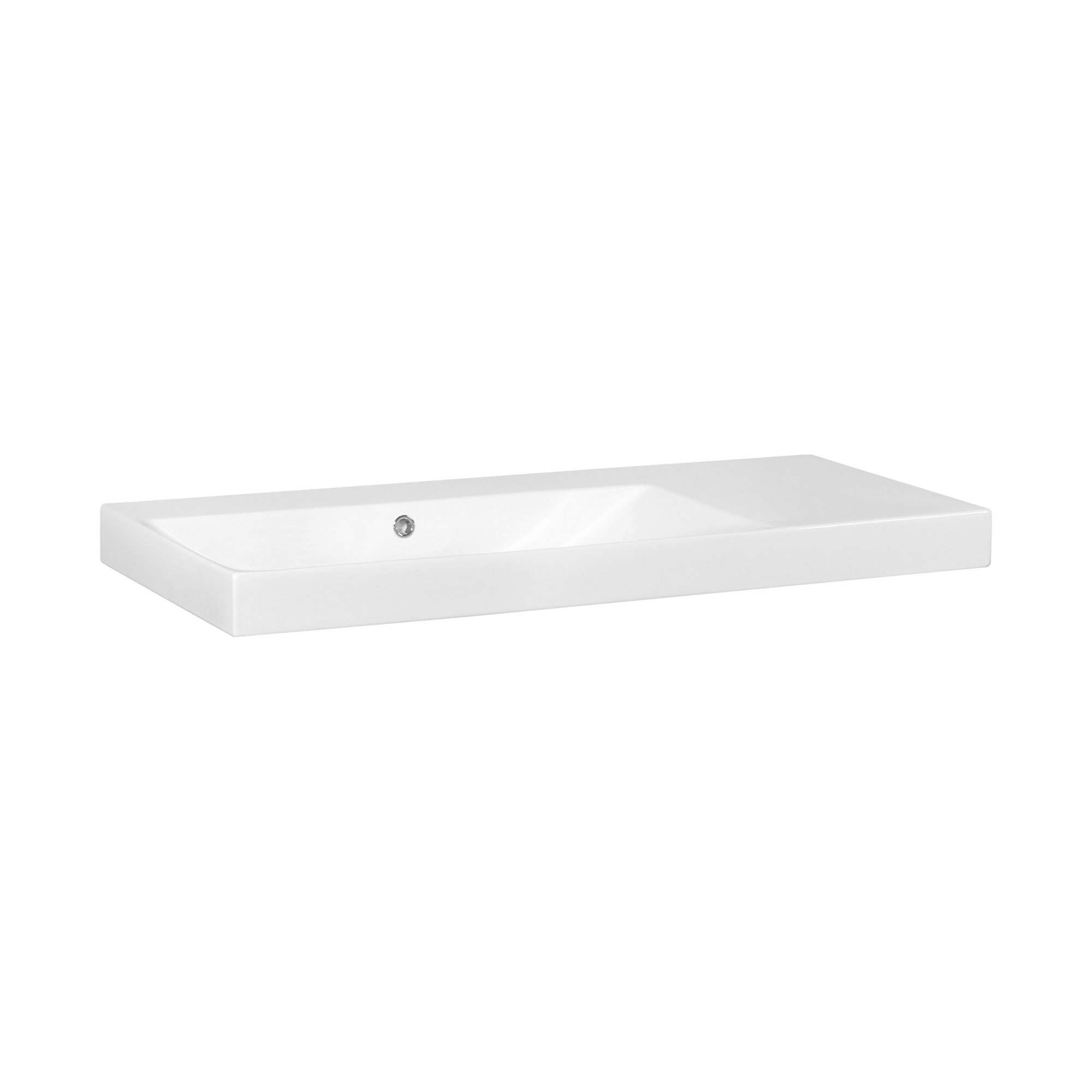 Brauer Aurora Wastafel - 101 cm x 46 cm - 1 Wasbak - Geen Kraangaten - Wit - WT-AU1000LHW - Afbeelding 2