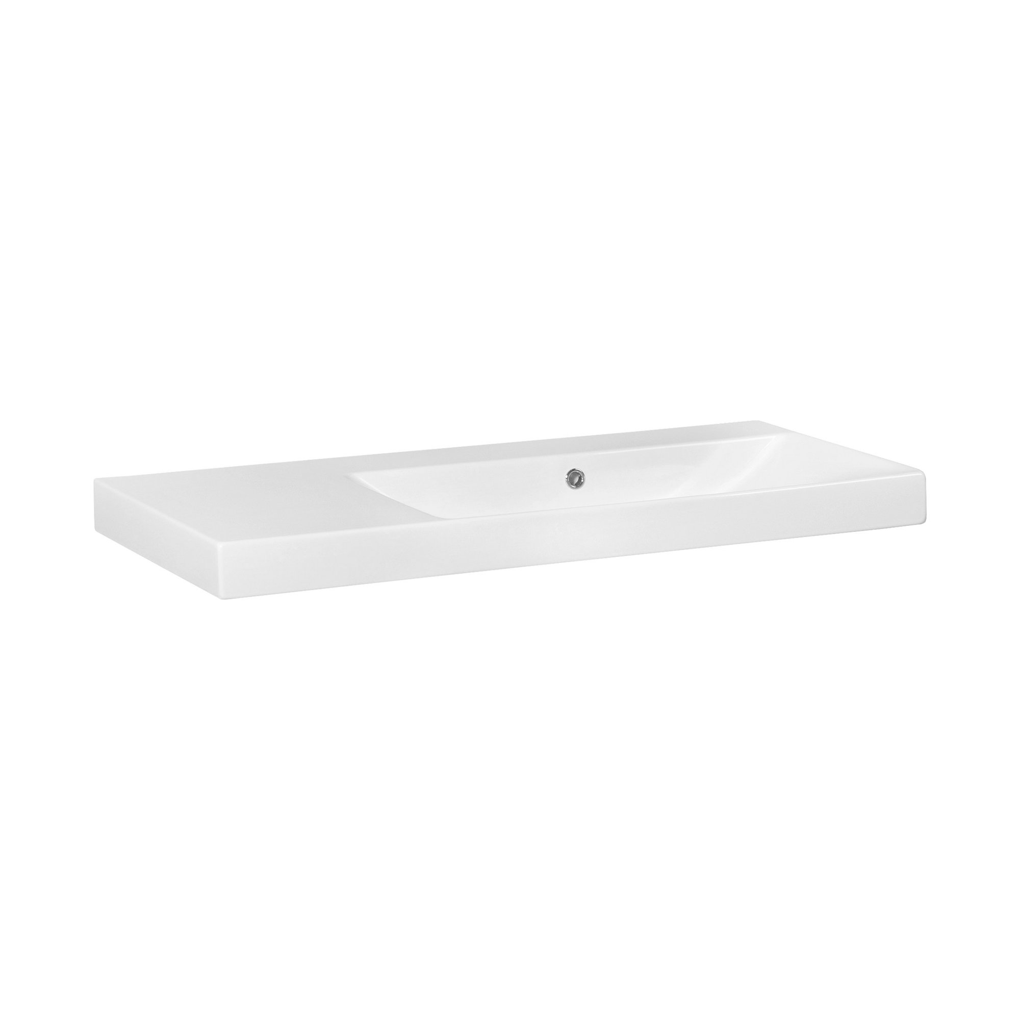 Brauer Aurora Wastafel - 101 cm x 46 cm - 1 Wasbak - Geen Kraangaten - Wit - WT-AU1000RHW - Afbeelding 2
