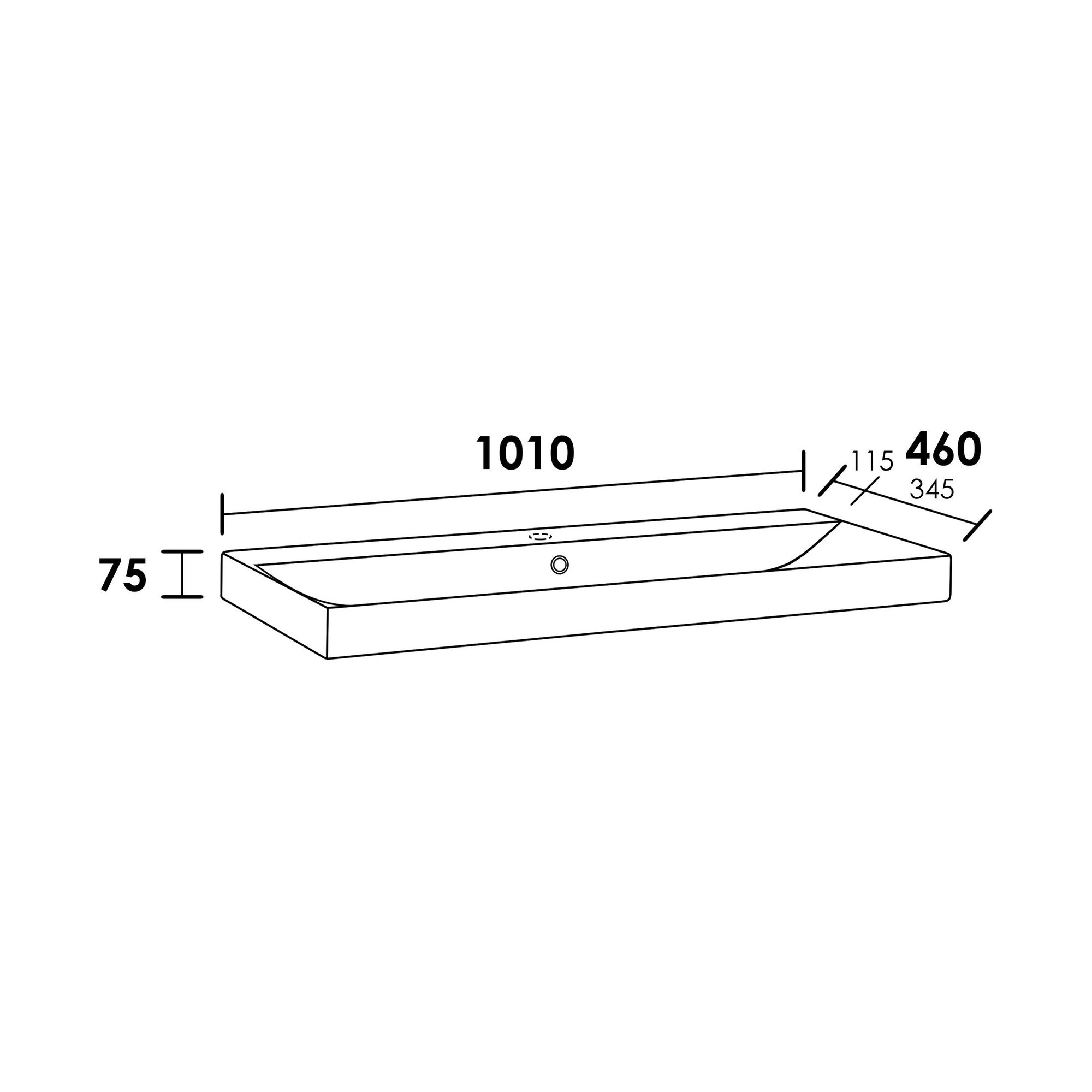 Brauer Aurora Wastafel - 101 cm x 46 cm - 1 Wasbak - 1 Kraangat - Wit - WT-AU1001HW - Afbeelding 3