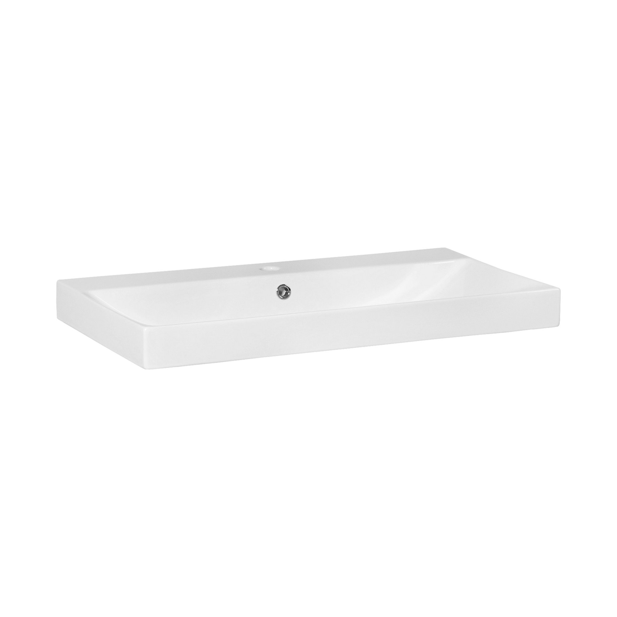 Brauer Aurora Wastafel - 81 cm x 46 cm - 1 Wasbak - 1 Kraangat - Wit - WT-AU801HW - Afbeelding 2
