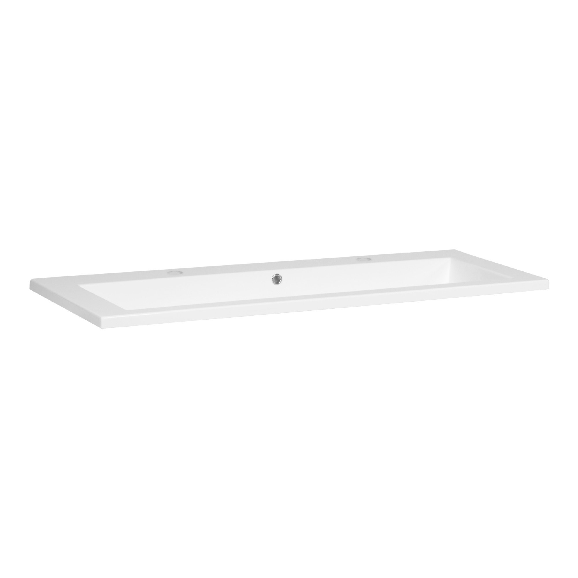 Brauer Solar Slim Wastafel - 119,6 cm x 45,7 cm - 1 Wasbak - 2 Kraangaten - Wit - WT-SOS120-12ZW - Afbeelding 2